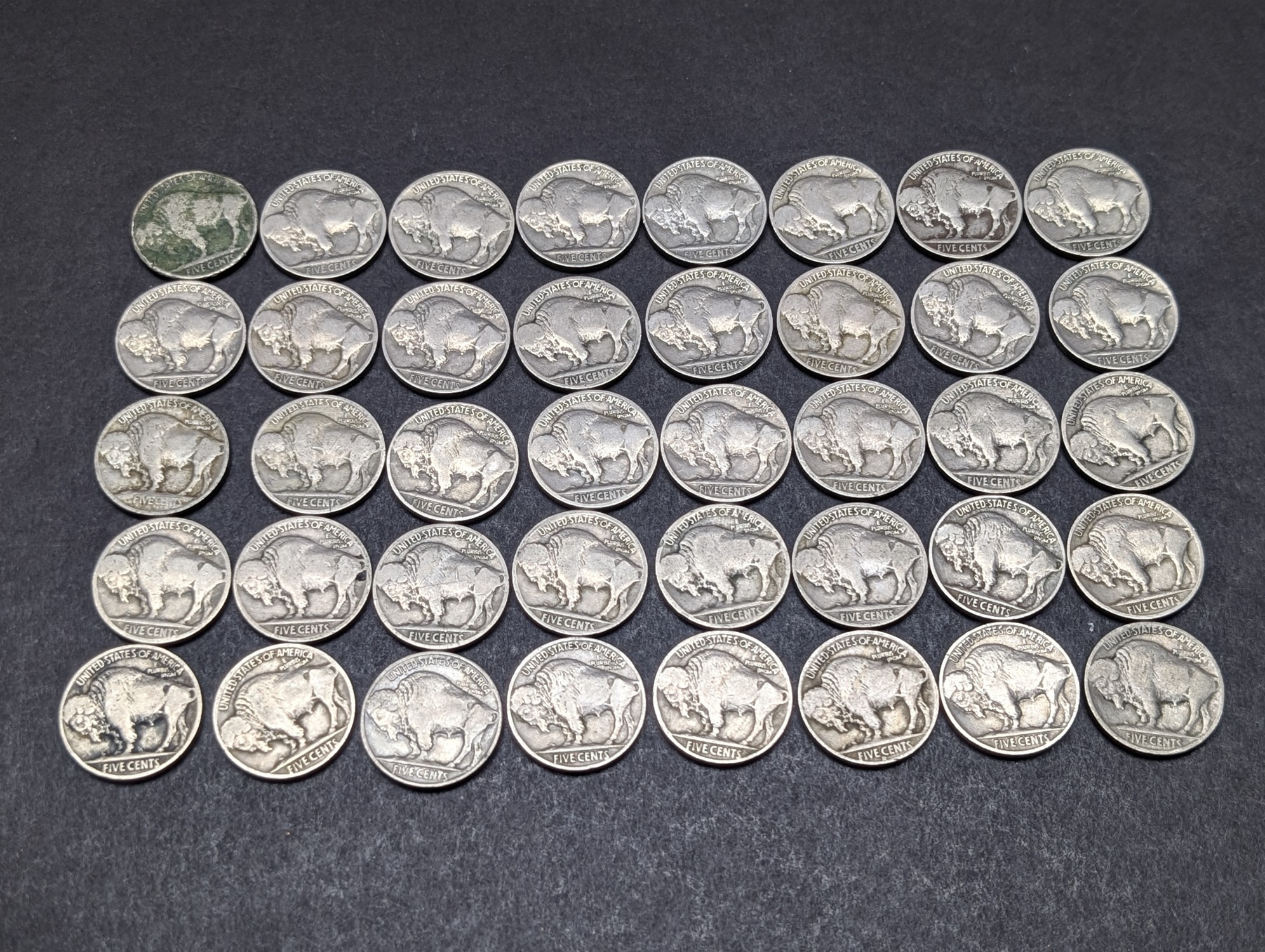 (40) Mixed Dates Indian Head Buffalo Nickels - All P Mint Mark