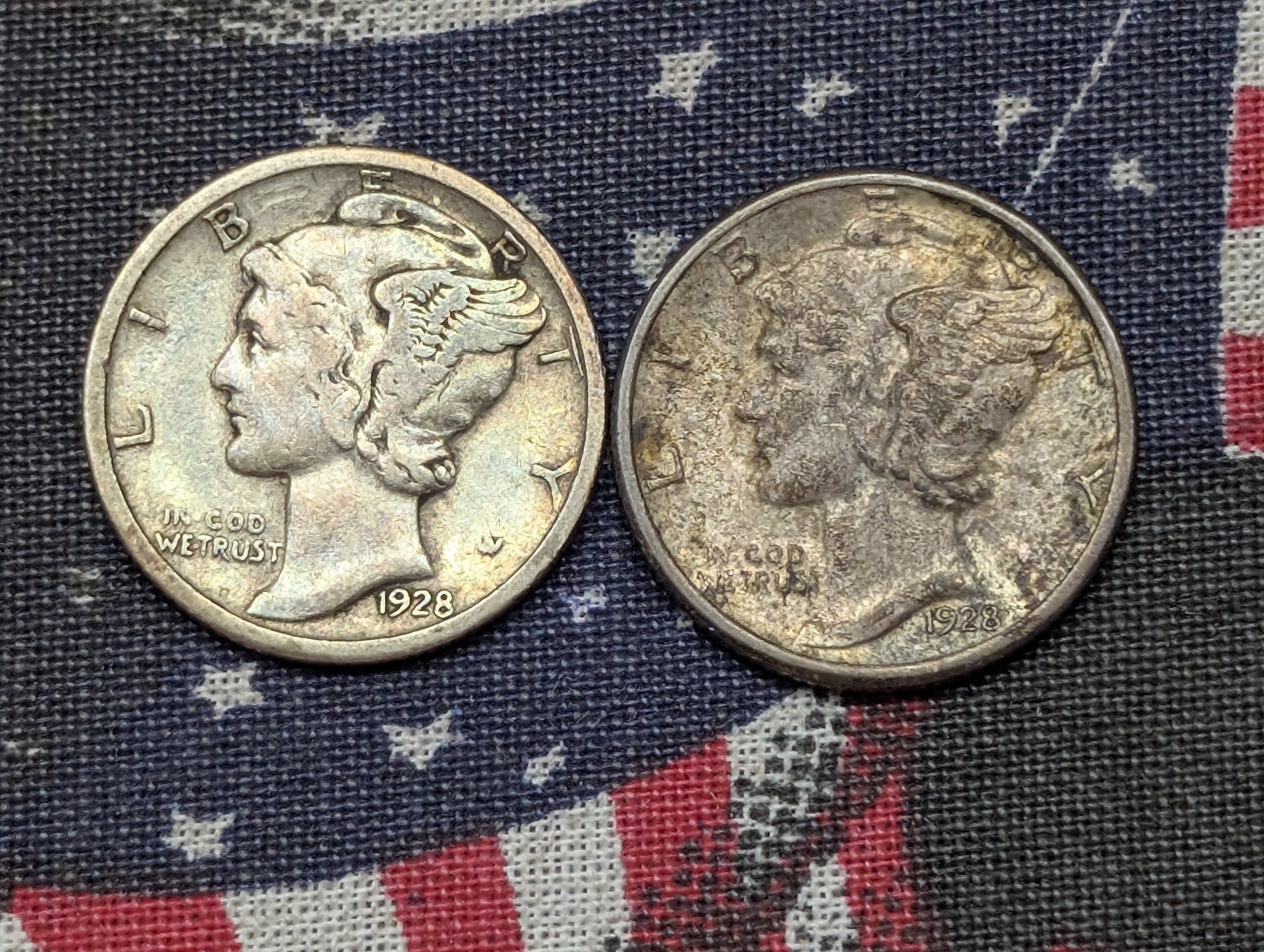 1928-P and 1928-S 90% Silver Mercury Dimes