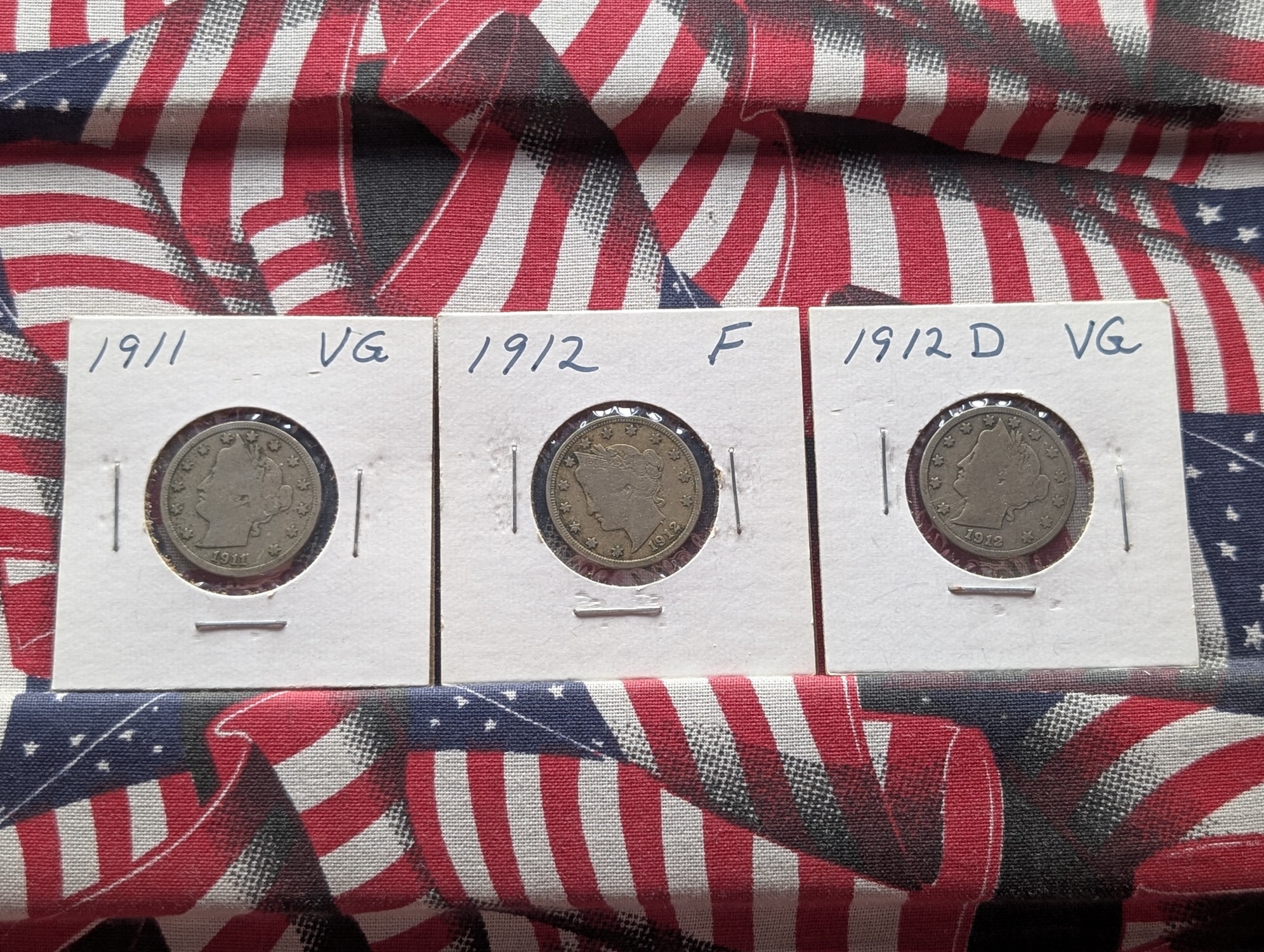 1911, 1912 and 1912-D Liberty Head V Nickels
