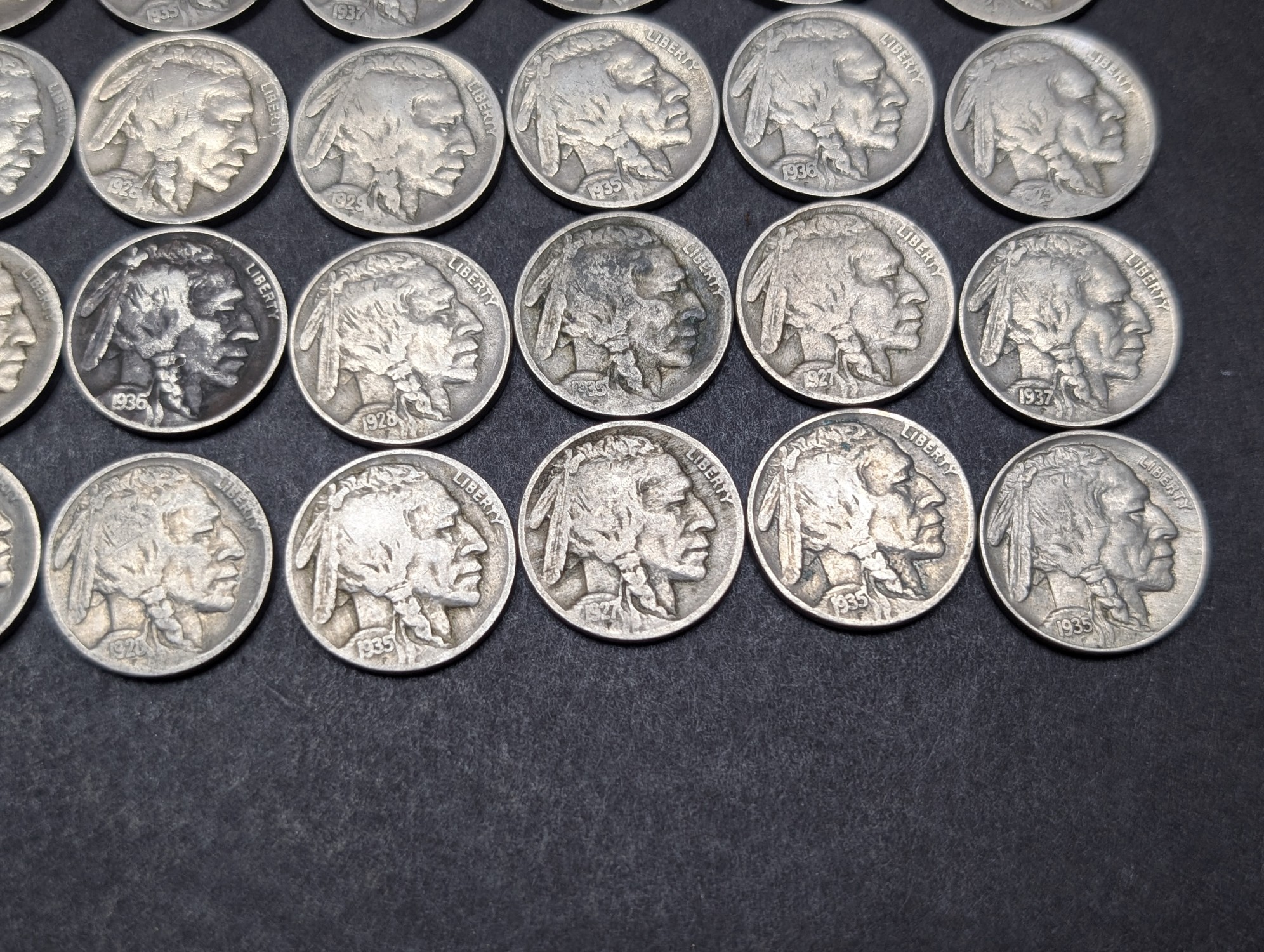 (50) Assorted Indian Head Buffalo Nickels, Good Readable Dates, No Key Dates