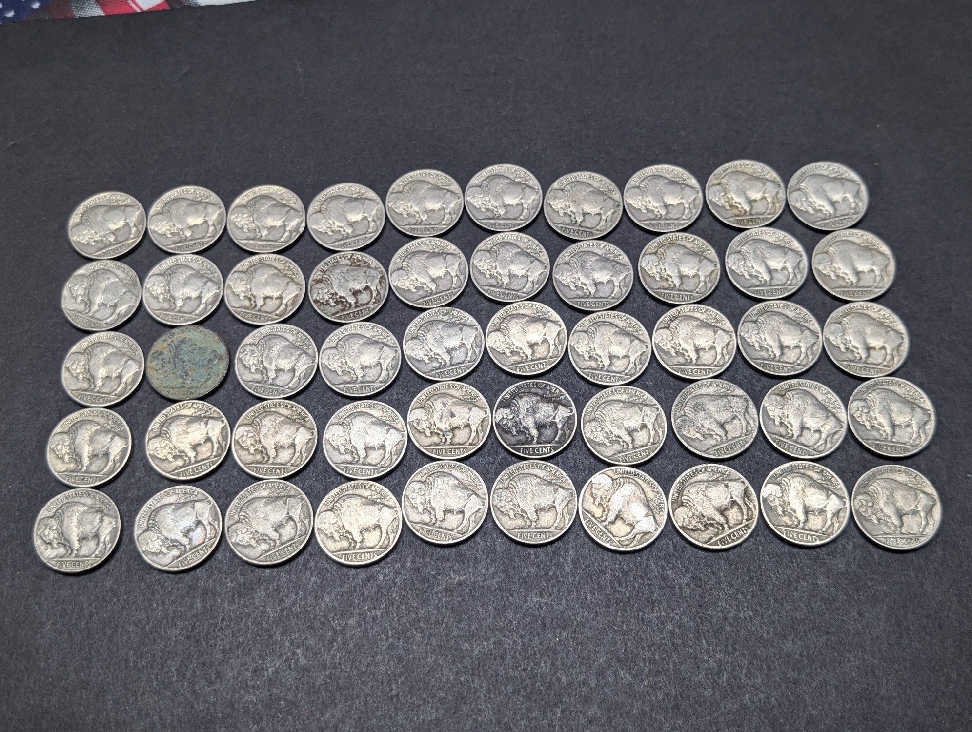 (50) Assorted Indian Head Buffalo Nickels, Good Readable Dates, No Key Dates