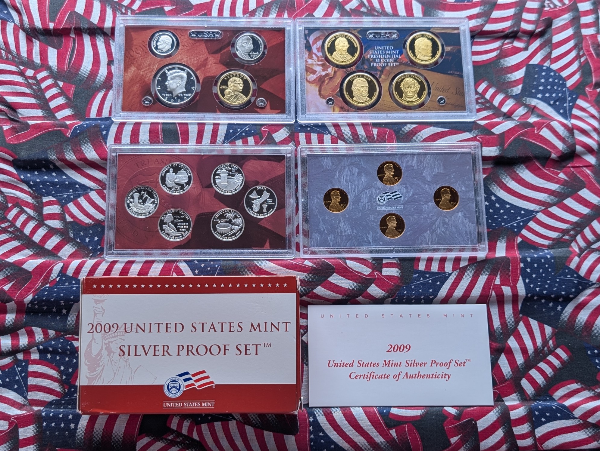 2009-S U.S. Mint Silver Proof Set Including Territorial Quarters, Presidential Dollars, Bicentennial Lincoln Cents and Sacagawea Three Siste