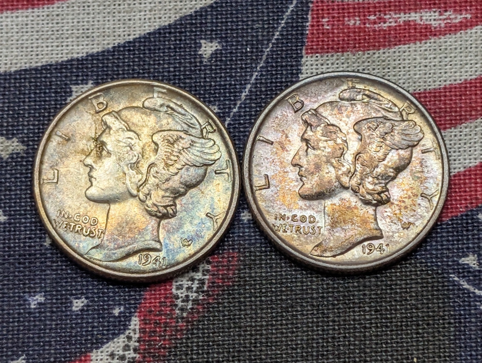 1941-P&D 90% Silver Mercury Dimes