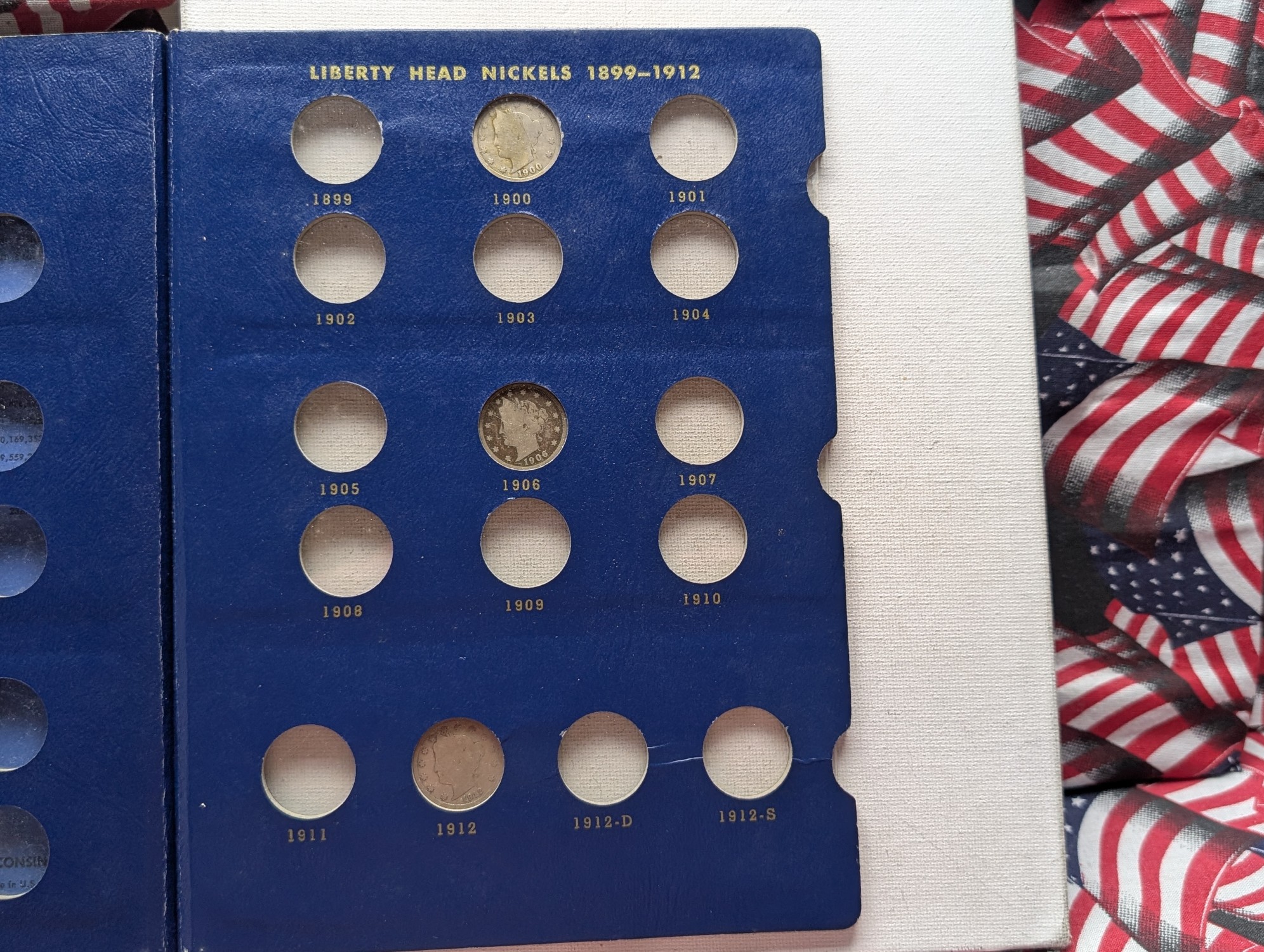 Whitman Liberty Head V Nickel Slide Album, with 3 Coins 1900, 1906 and 1912