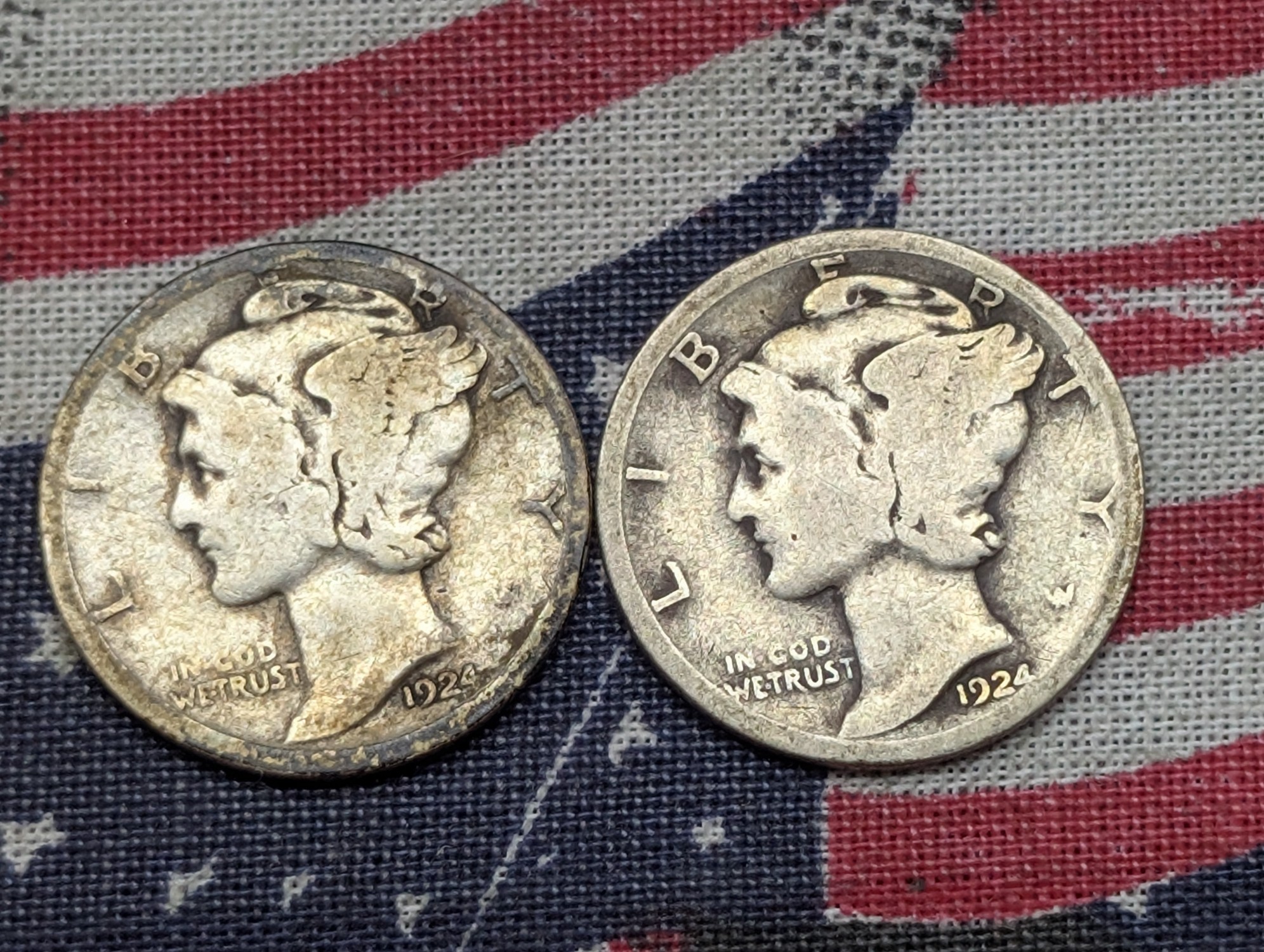 1924-P&D 90% Silver Mercury Dimes