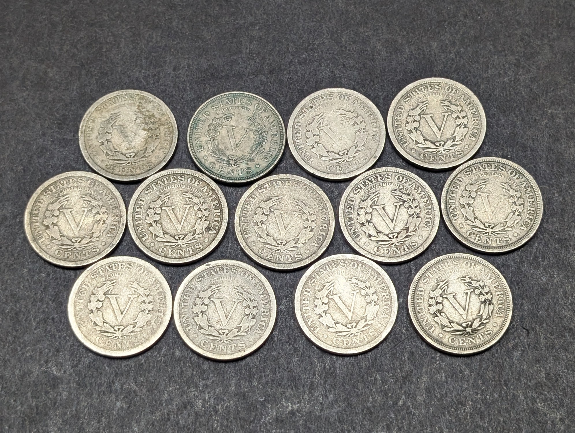 (13) 1900 to 1912 Liberty Head V Nickels