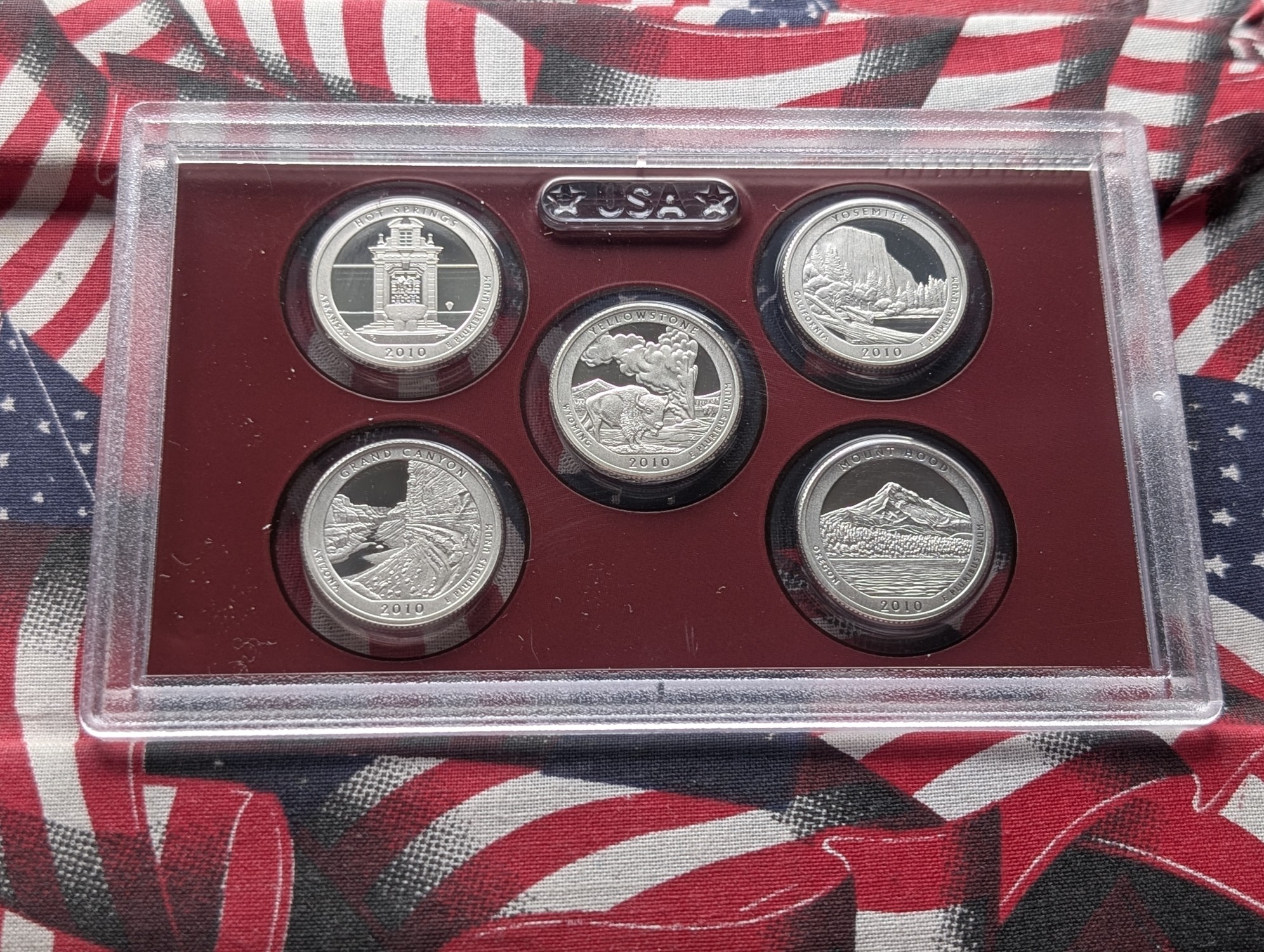 2010-S U.S. Mint Silver Proof Set With ATB Quarters, Presidential Dollars, & Great Law of Peace Sacagawea Dollar in OGP w/ COA - (7) 90% Sil