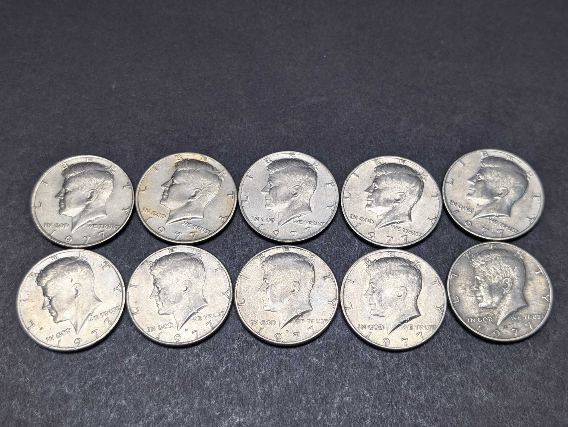 (5) 1977-D and (15) 1977-P Clad Kennedy Half Dollars