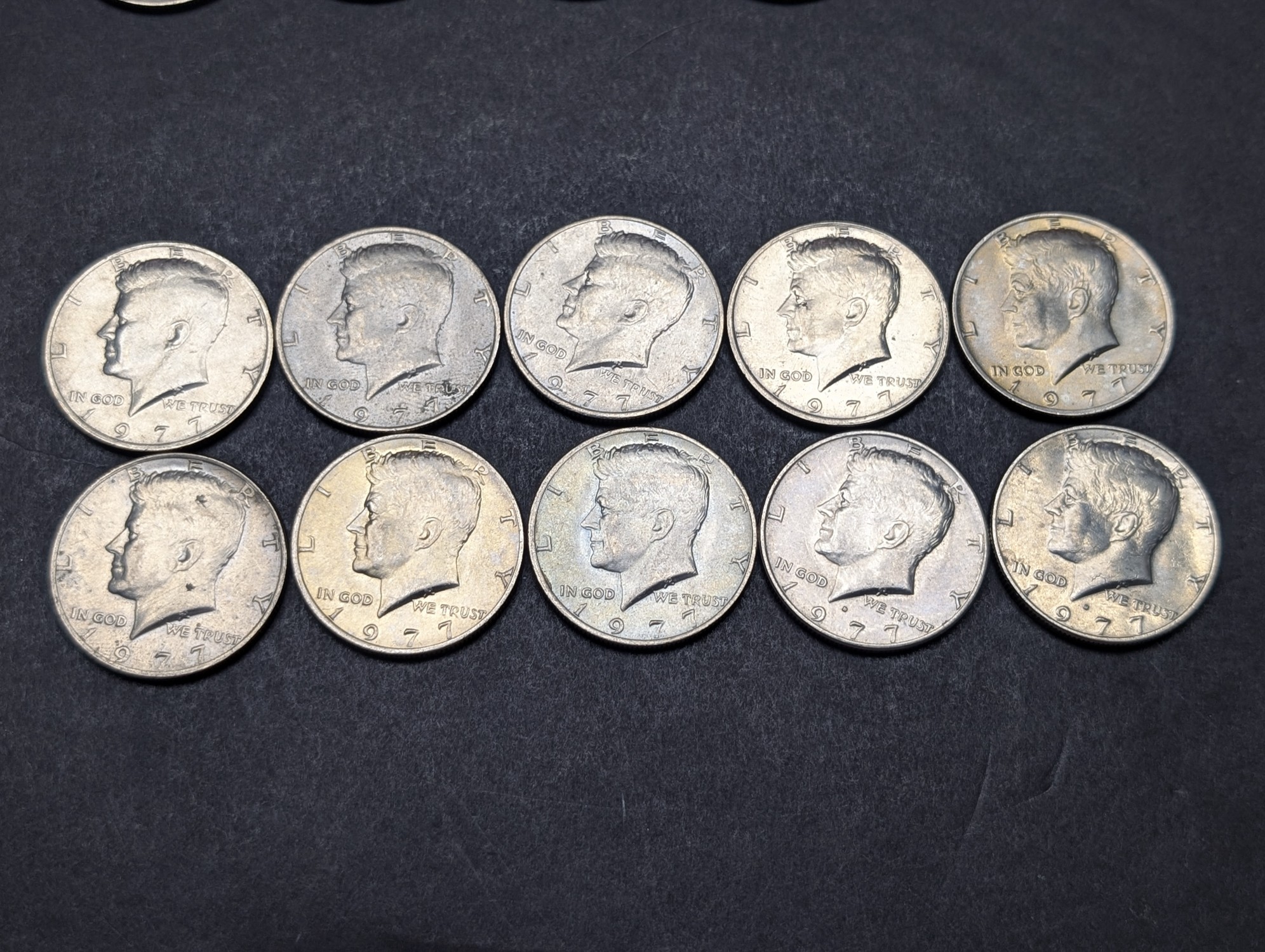 (5) 1977-D and (15) 1977-P Clad Kennedy Half Dollars
