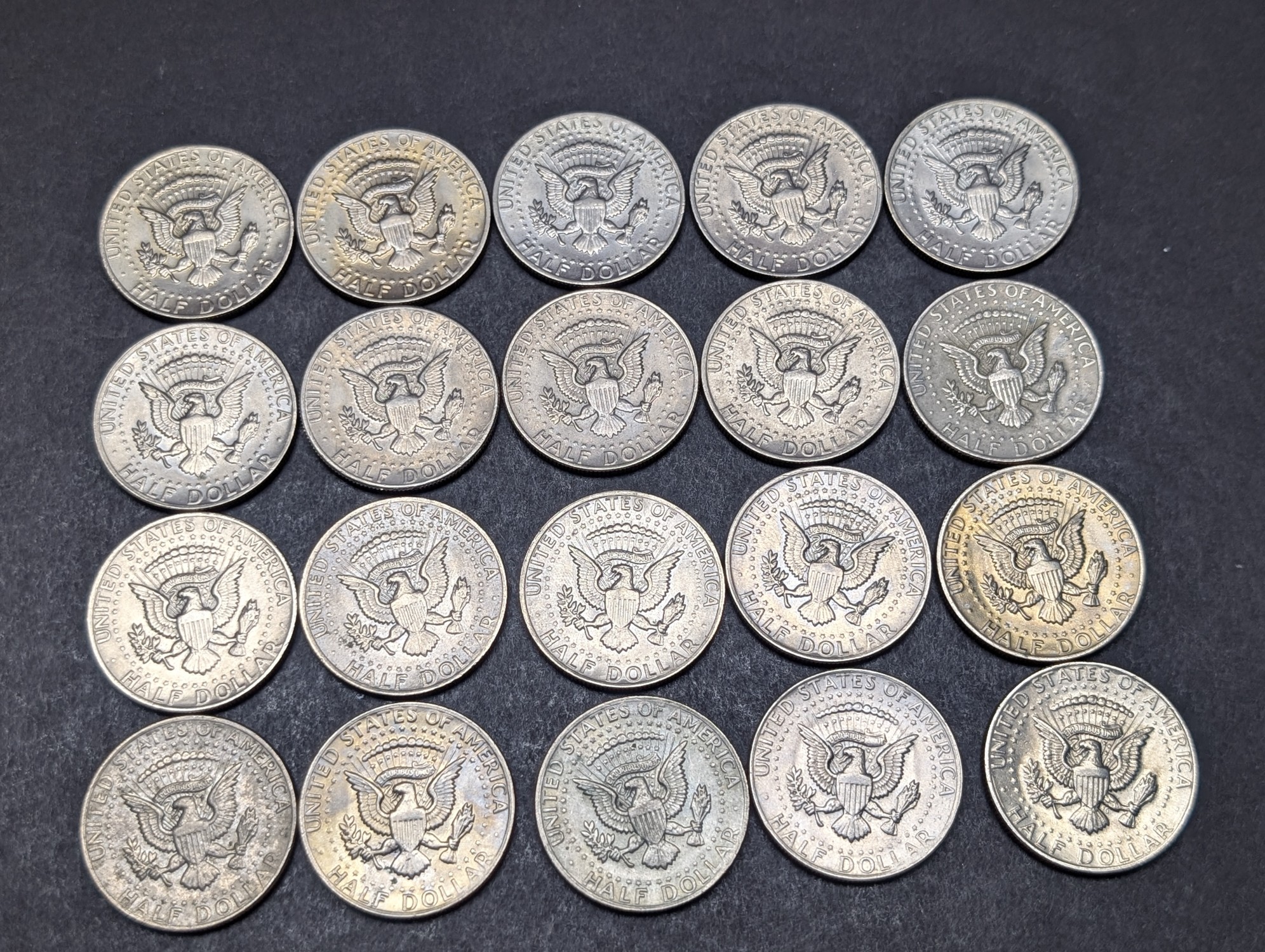 (5) 1977-D and (15) 1977-P Clad Kennedy Half Dollars