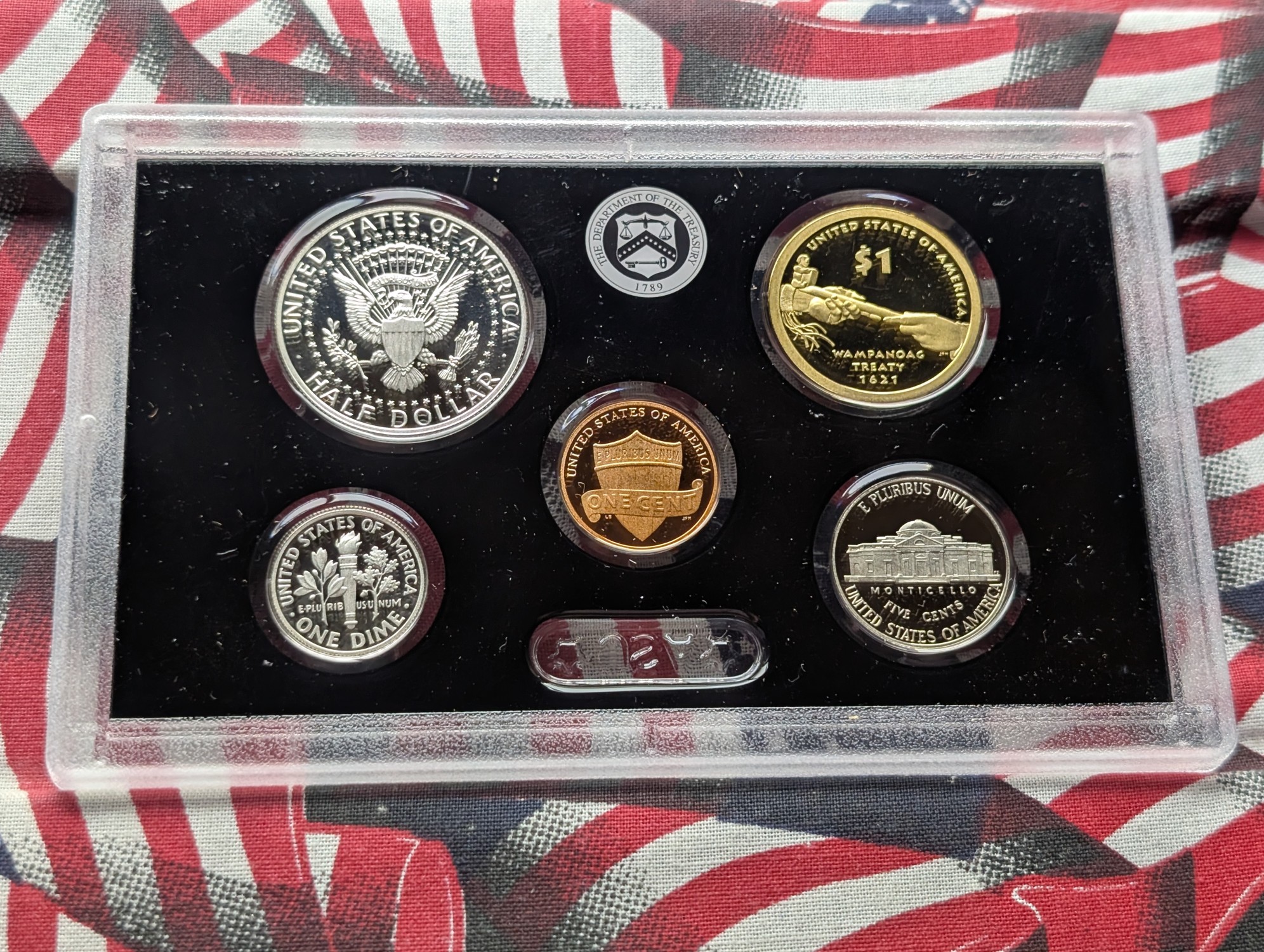 2011-S U.S. Mint Silver Proof Set With ATB Quarters, Presidential Dollars, Wampanoag Treaty Sacagawea Dollar in OGP w/ COA - (7) 90% Silver 