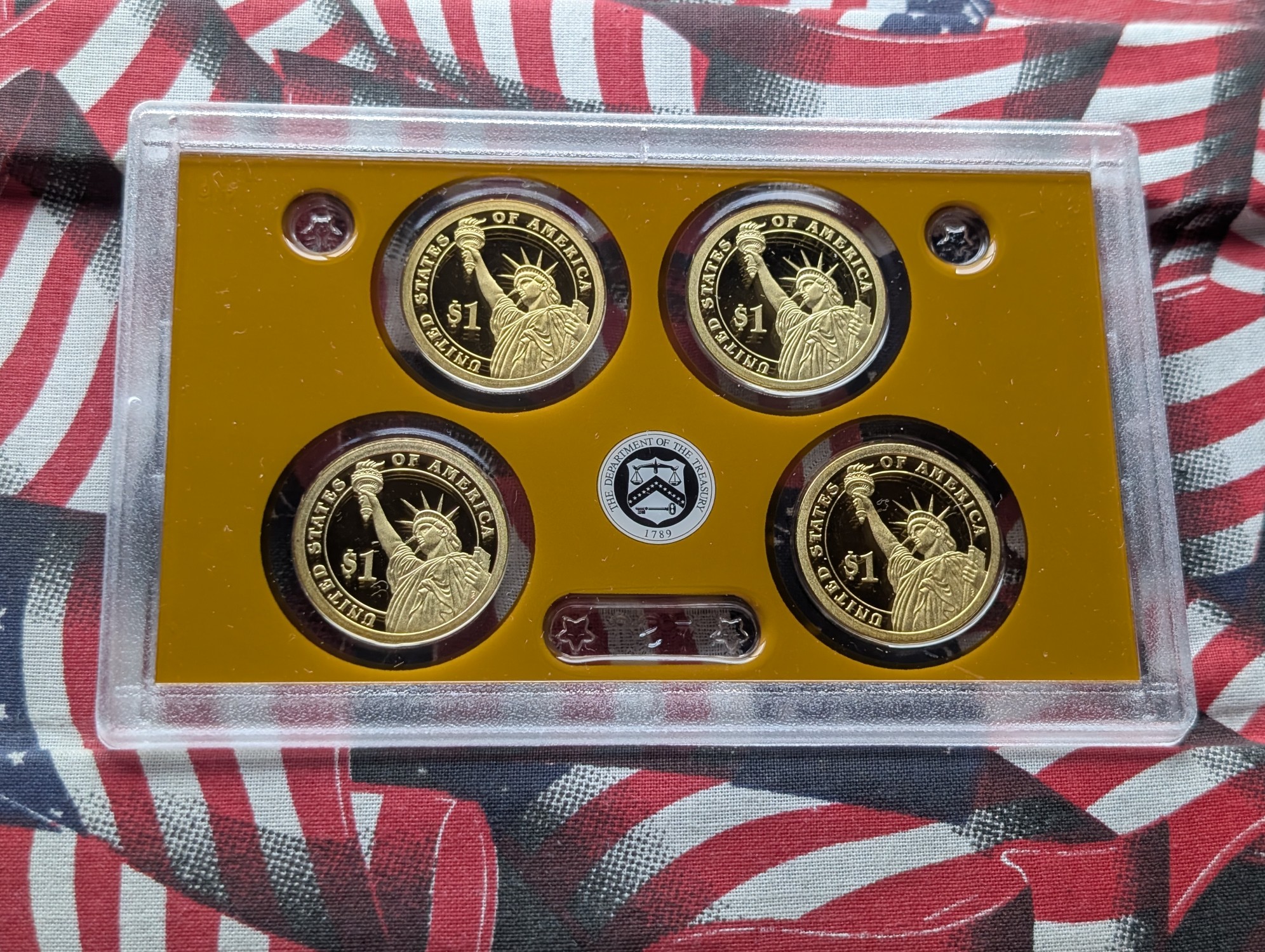 2011-S U.S. Mint Silver Proof Set With ATB Quarters, Presidential Dollars, Wampanoag Treaty Sacagawea Dollar in OGP w/ COA - (7) 90% Silver 