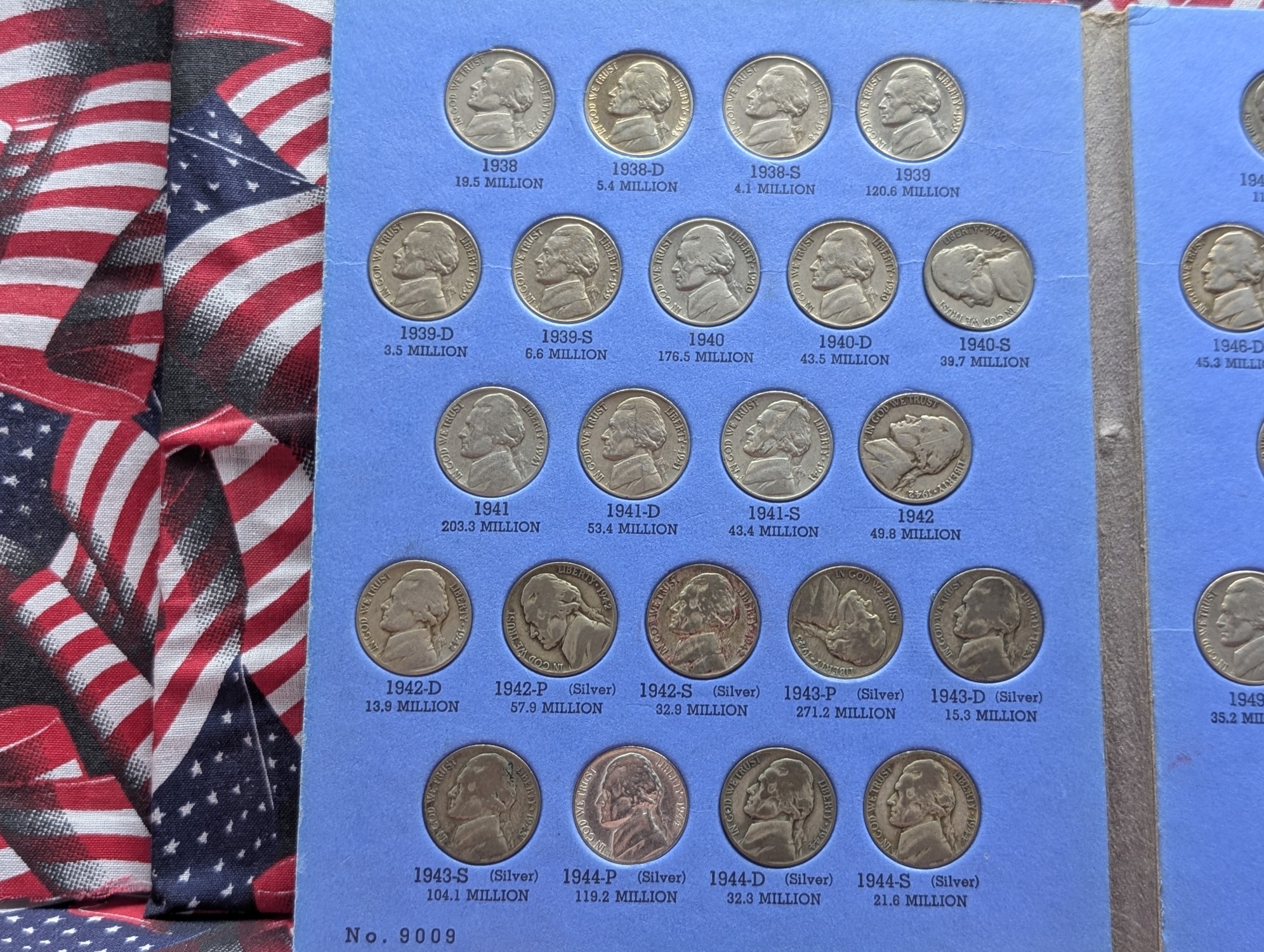 Complete Whitman Jefferson Nickel Folder, 65 Coins, Includes All Eleven Silver War Time Nickels and Key Dates