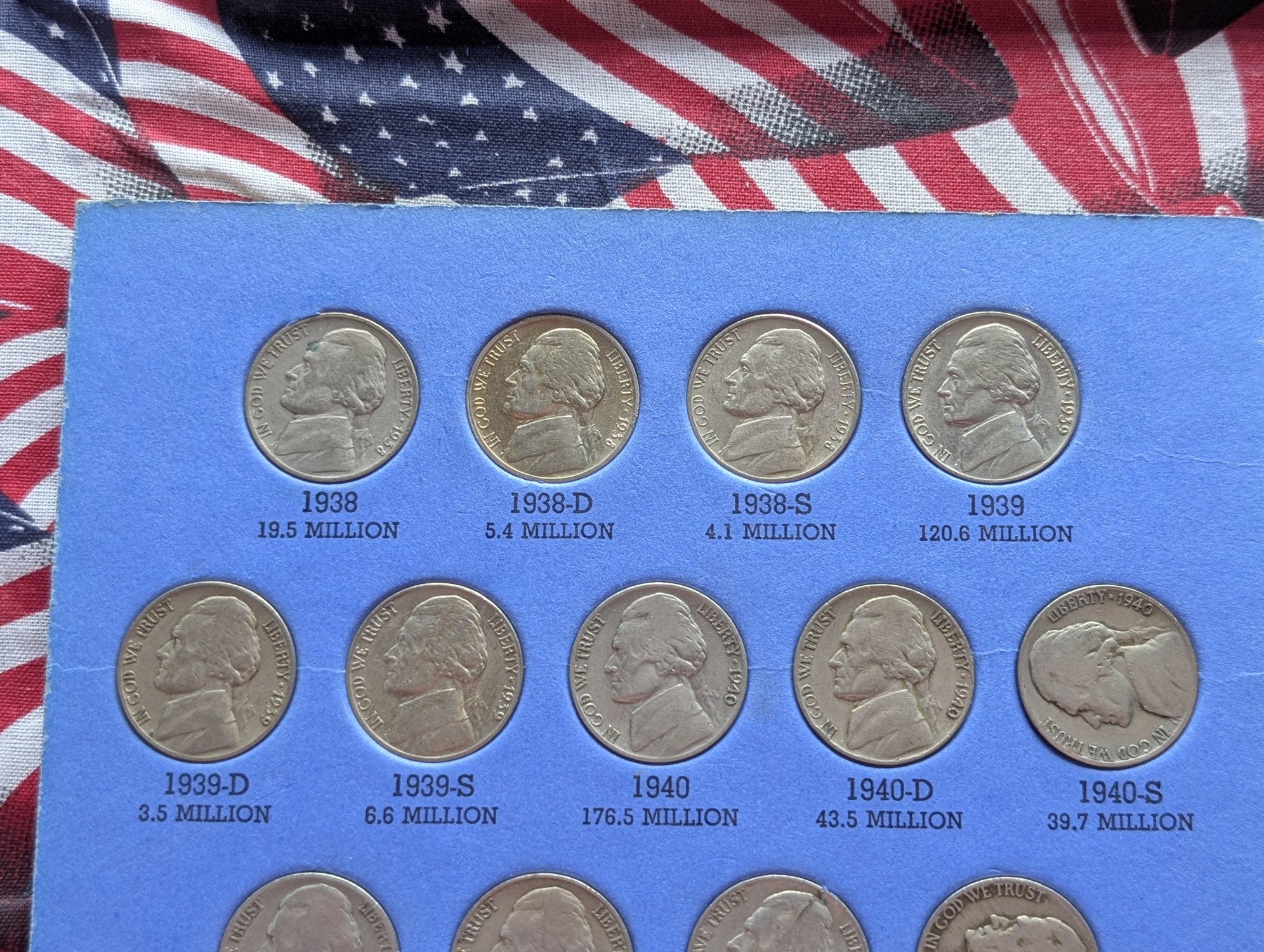 Complete Whitman Jefferson Nickel Folder, 65 Coins, Includes All Eleven Silver War Time Nickels and Key Dates