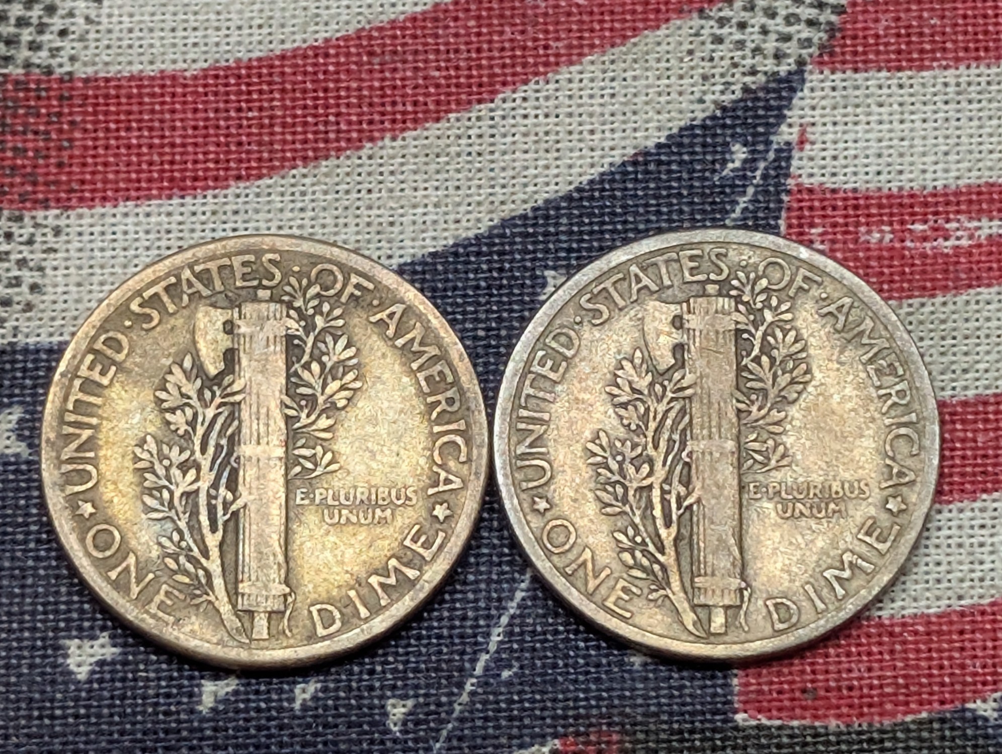 (2) 1931 90% Silver Mercury Dimes