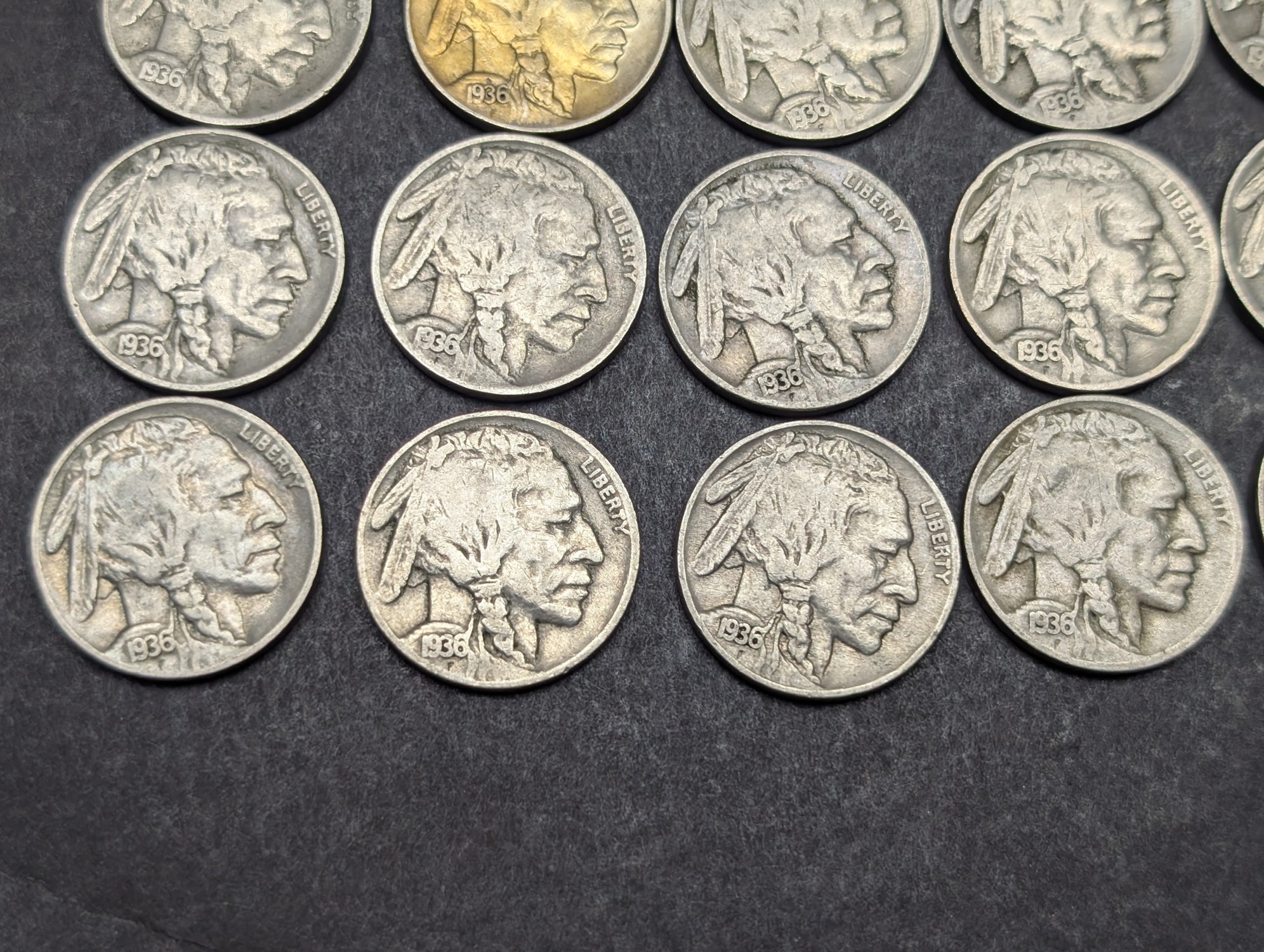 (40) 1936 Indian Head Buffalo Nickels, Good Readable Dates