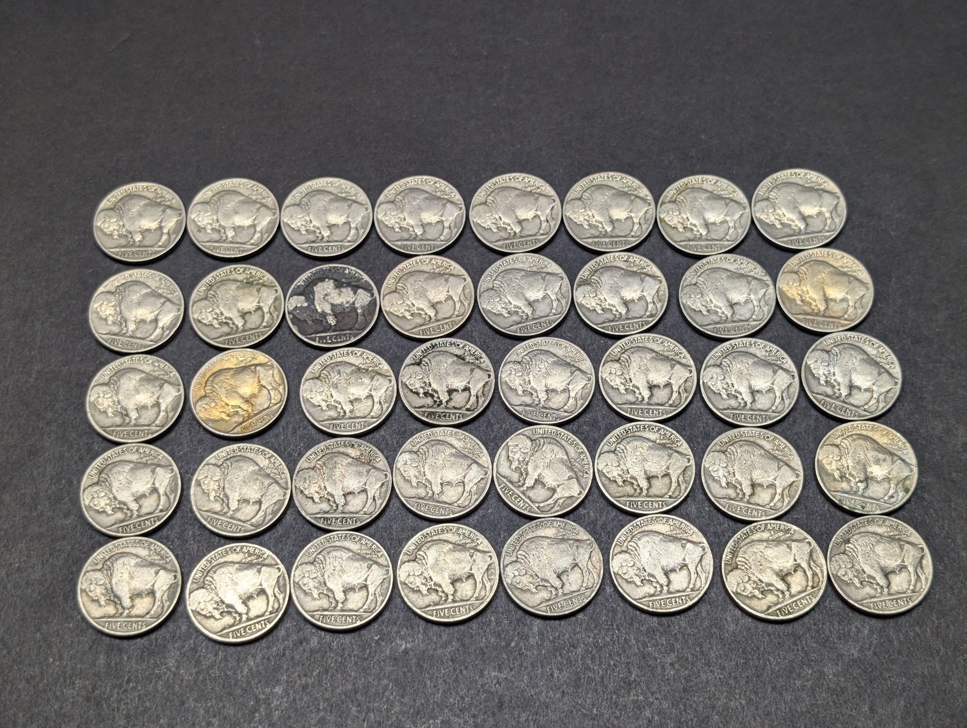 (40) 1936 Indian Head Buffalo Nickels, Good Readable Dates