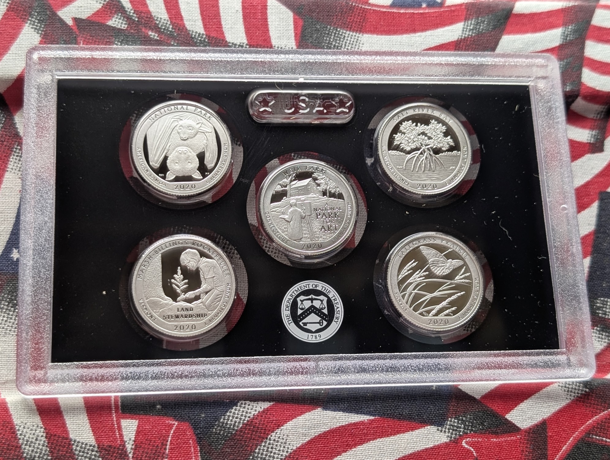 2020-S U.S. Mint Silver Proof Set With ATB Quarters & Anti-Discrimination Sacagawea Dollar in OGP w/ COA - (7) .999 Silver Coins