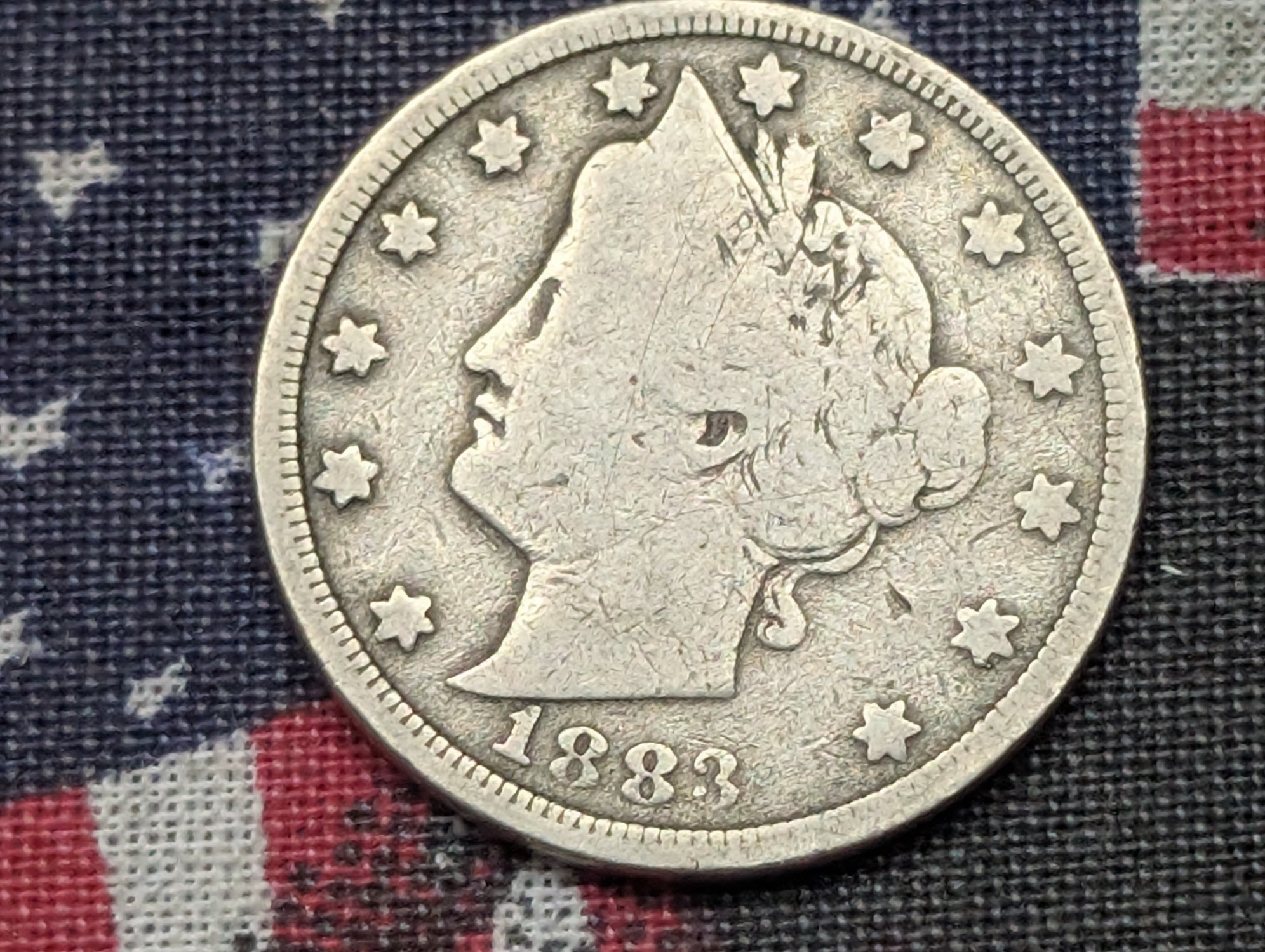 1883 Liberty Head V Nickel without Cents