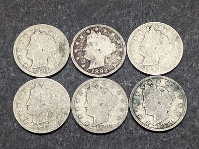 1889-1894 Liberty Head V Nickels - Consecutive Dates Condition PLEASE NOTE Some coins may have 