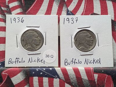 1936 & 1937 Indian Head Buffalo Nickels. 1936 &amp; 1937 Indian Head Buffalo 