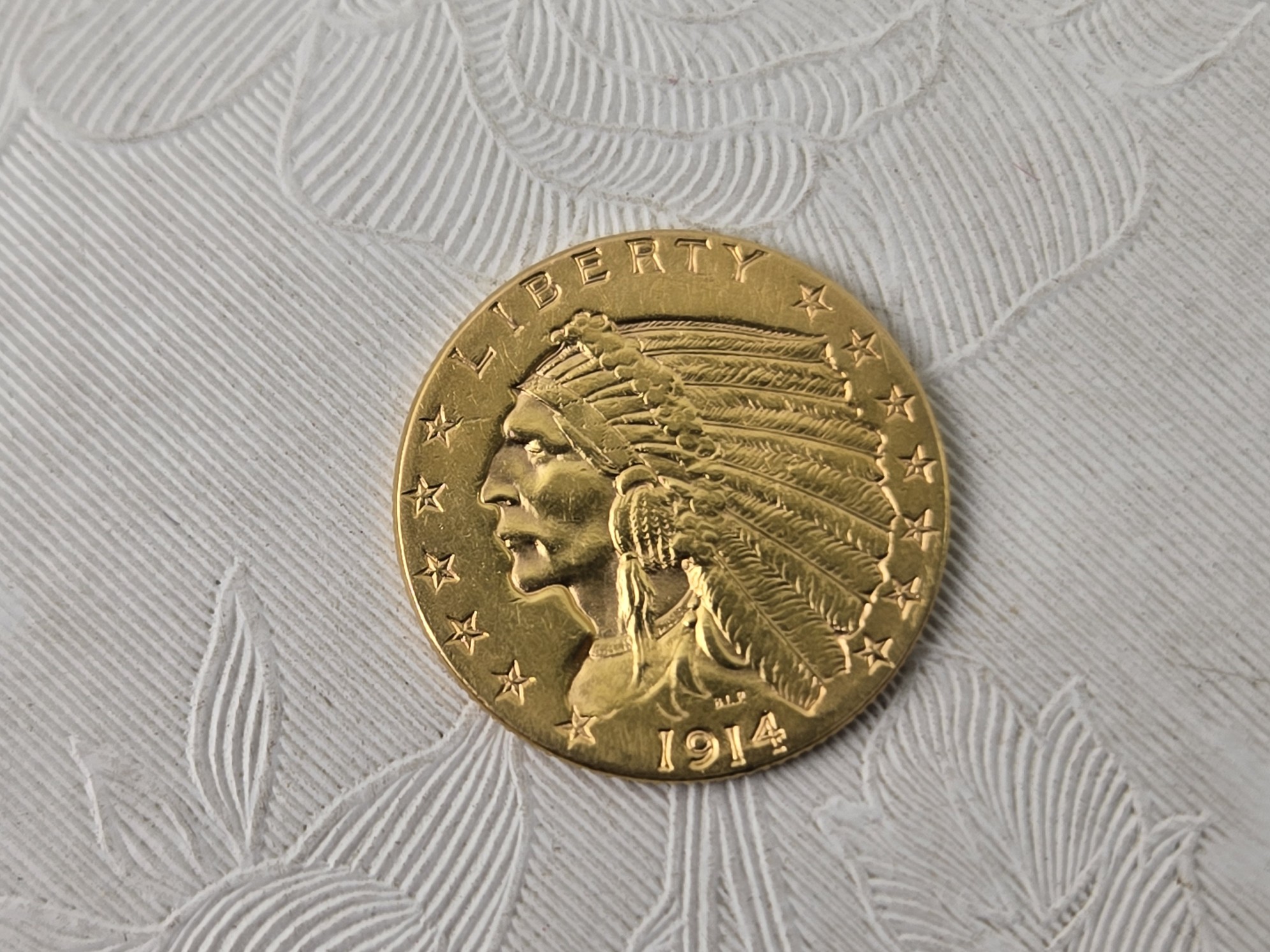 1914 Indian Head $2.5 90% GOLD Quarter Eagle - 4.18 Grams - Strong Details