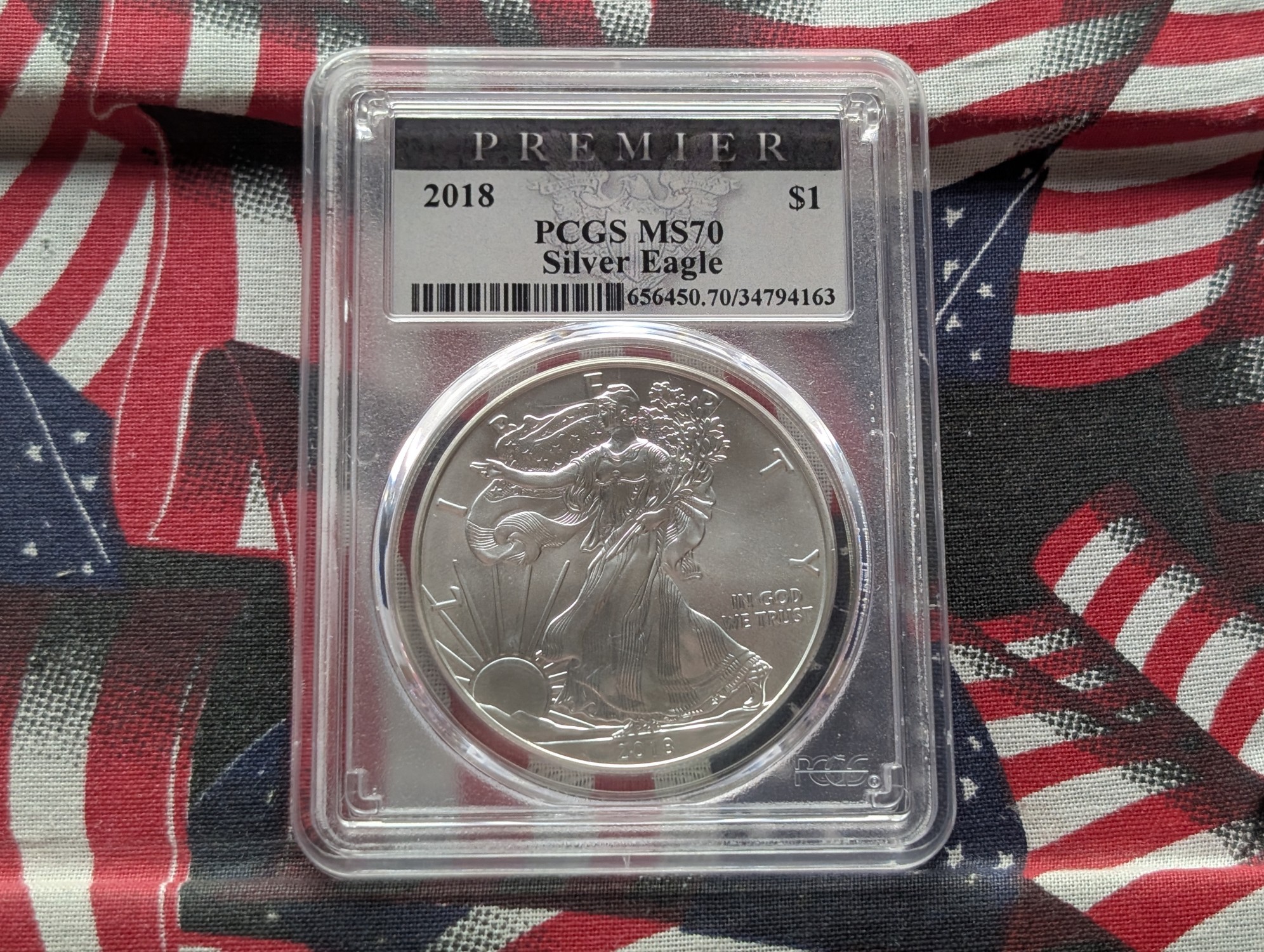 2018 American Silver Eagle 1 Troy Oz. .999 Silver - PCGS MS70