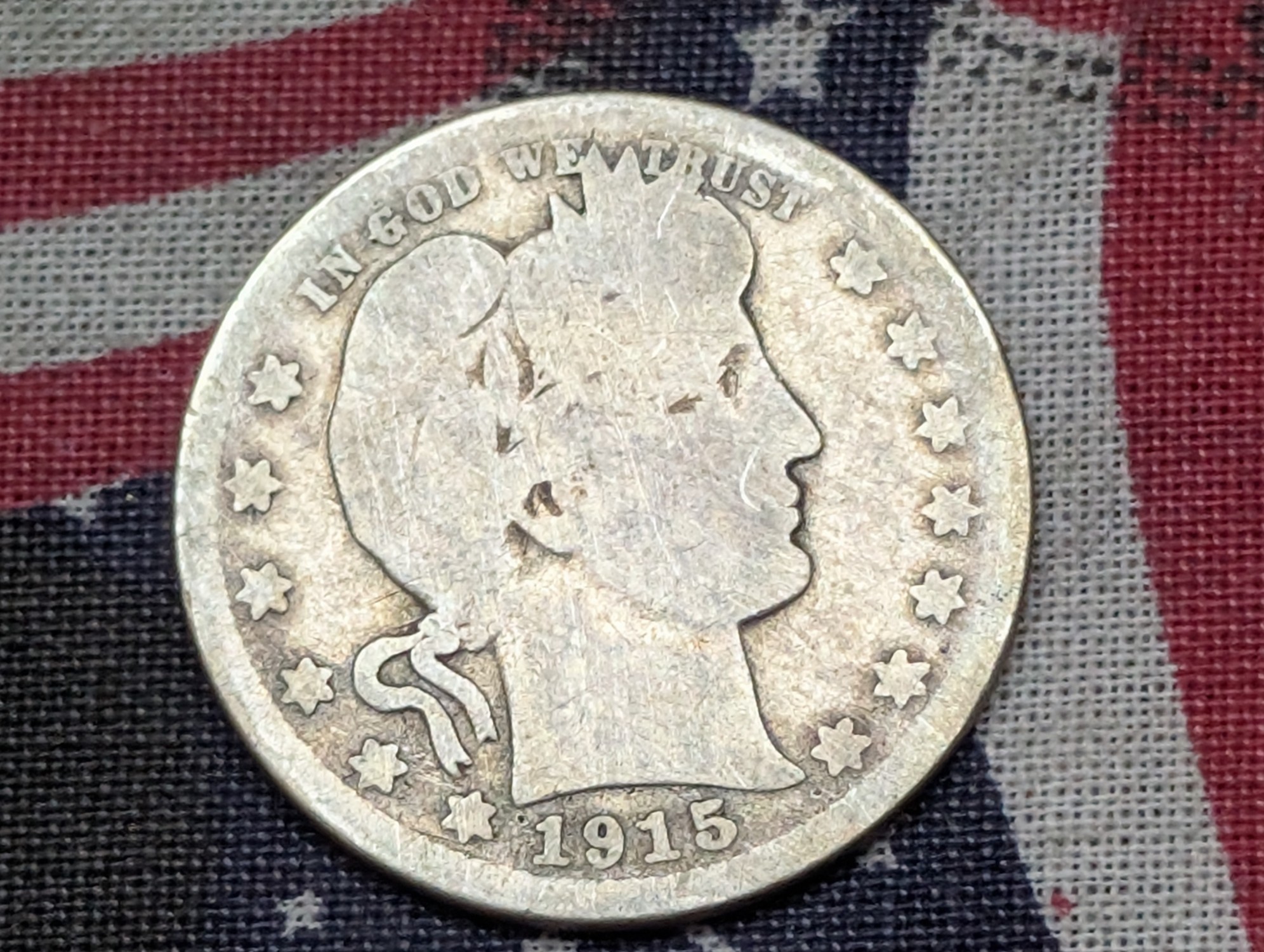 1915-D Barber 90% Silver Quarter