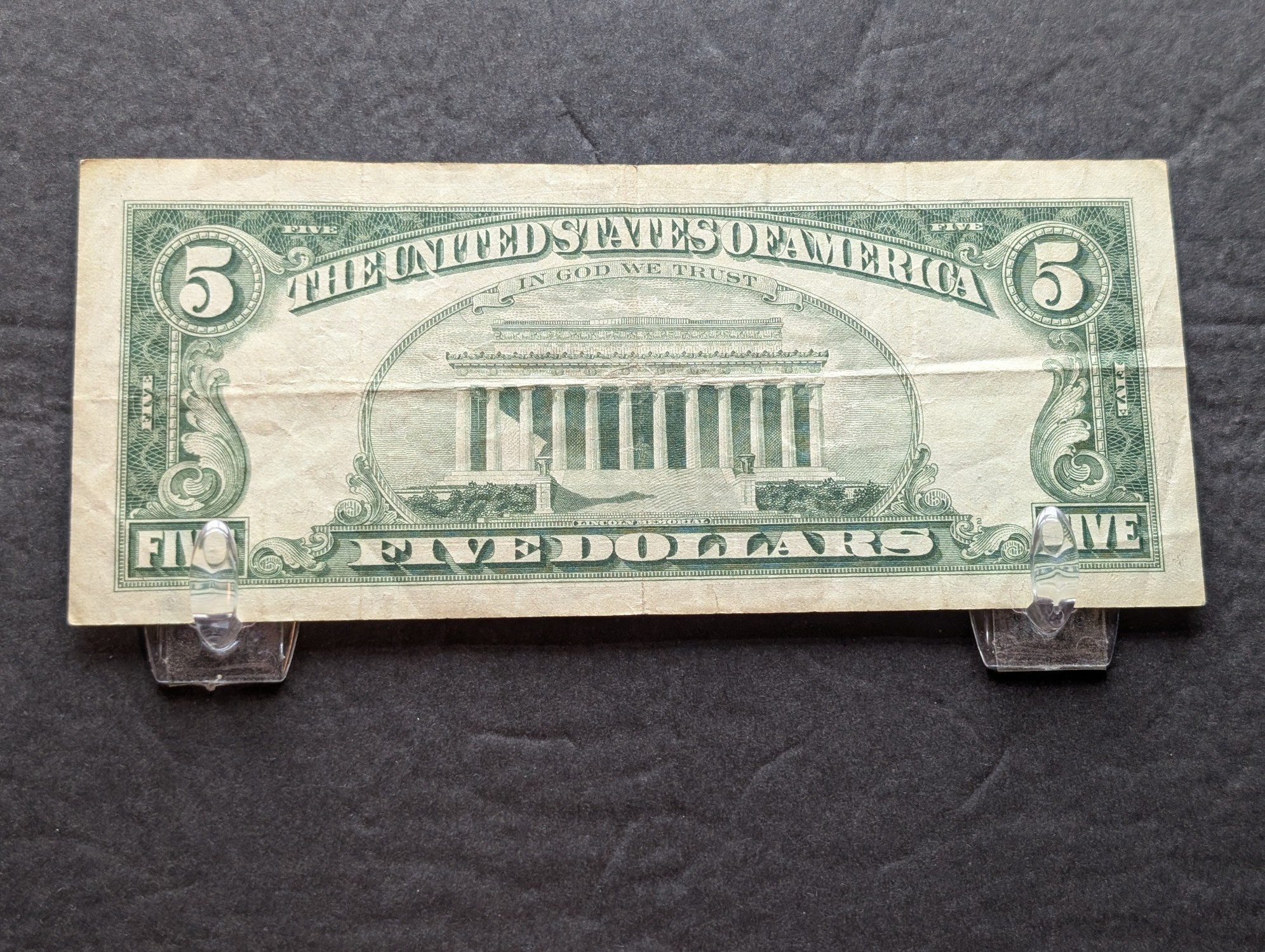 1963 Series United States $5 RED SEAL Banknote