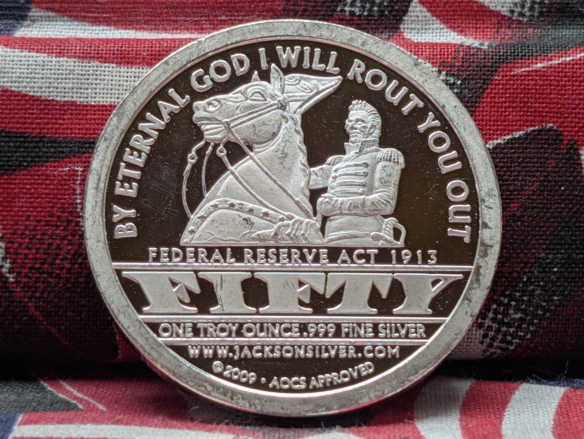 1 Troy Oz. .999 FINE SILVER Andrew Jackson Designed Round