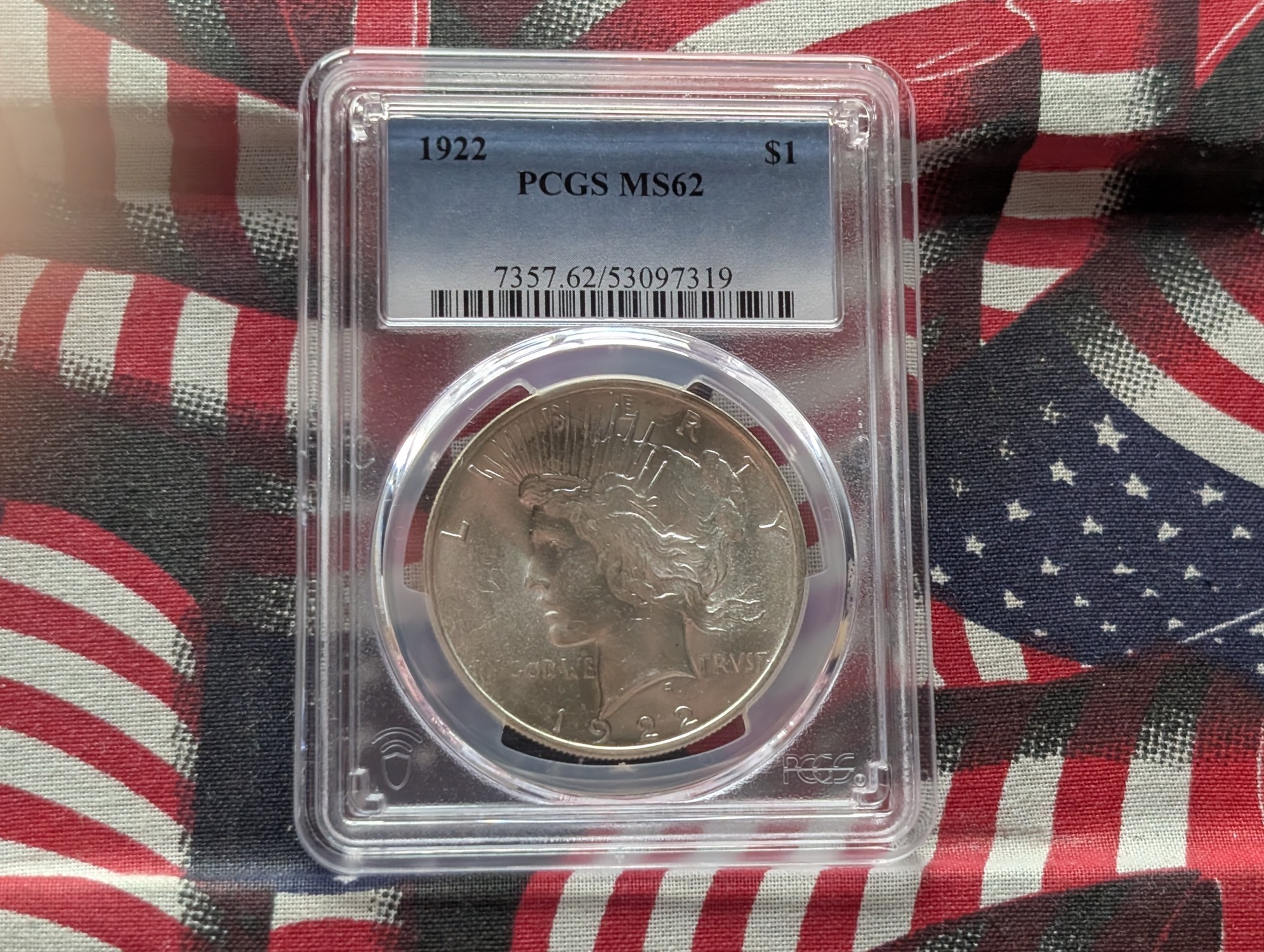 1922 Peace 90% Silver Dollar - PCGS MS62