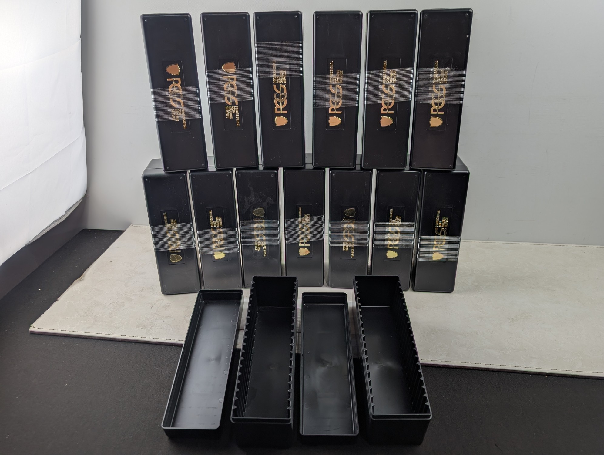 (15) *EMPTY* Black PCGS Coin Holder Boxes - No Coins!!