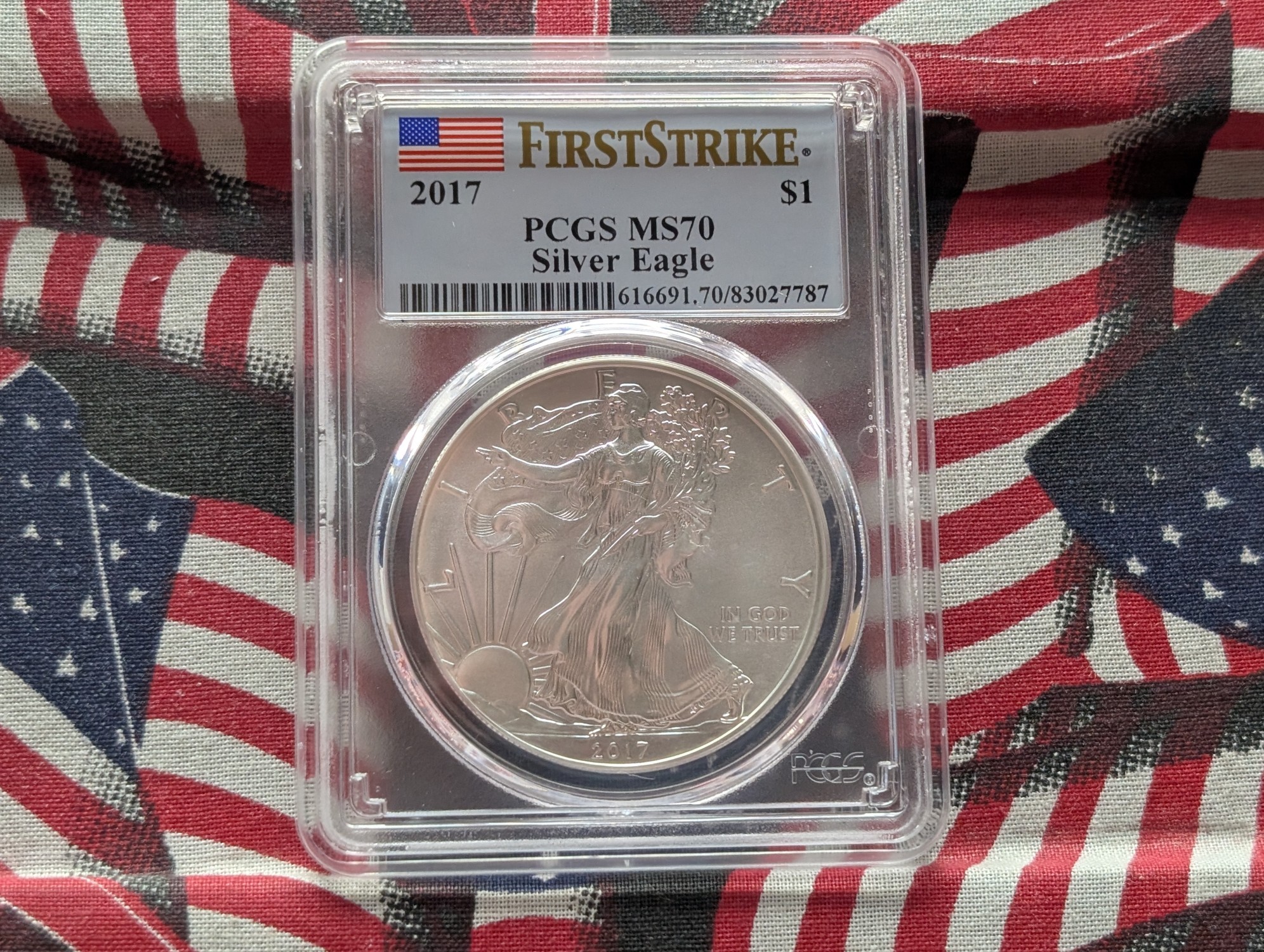 2017 American Silver Eagle 1 Troy Oz. .999 Silver - PCGS MS70 - First Strike