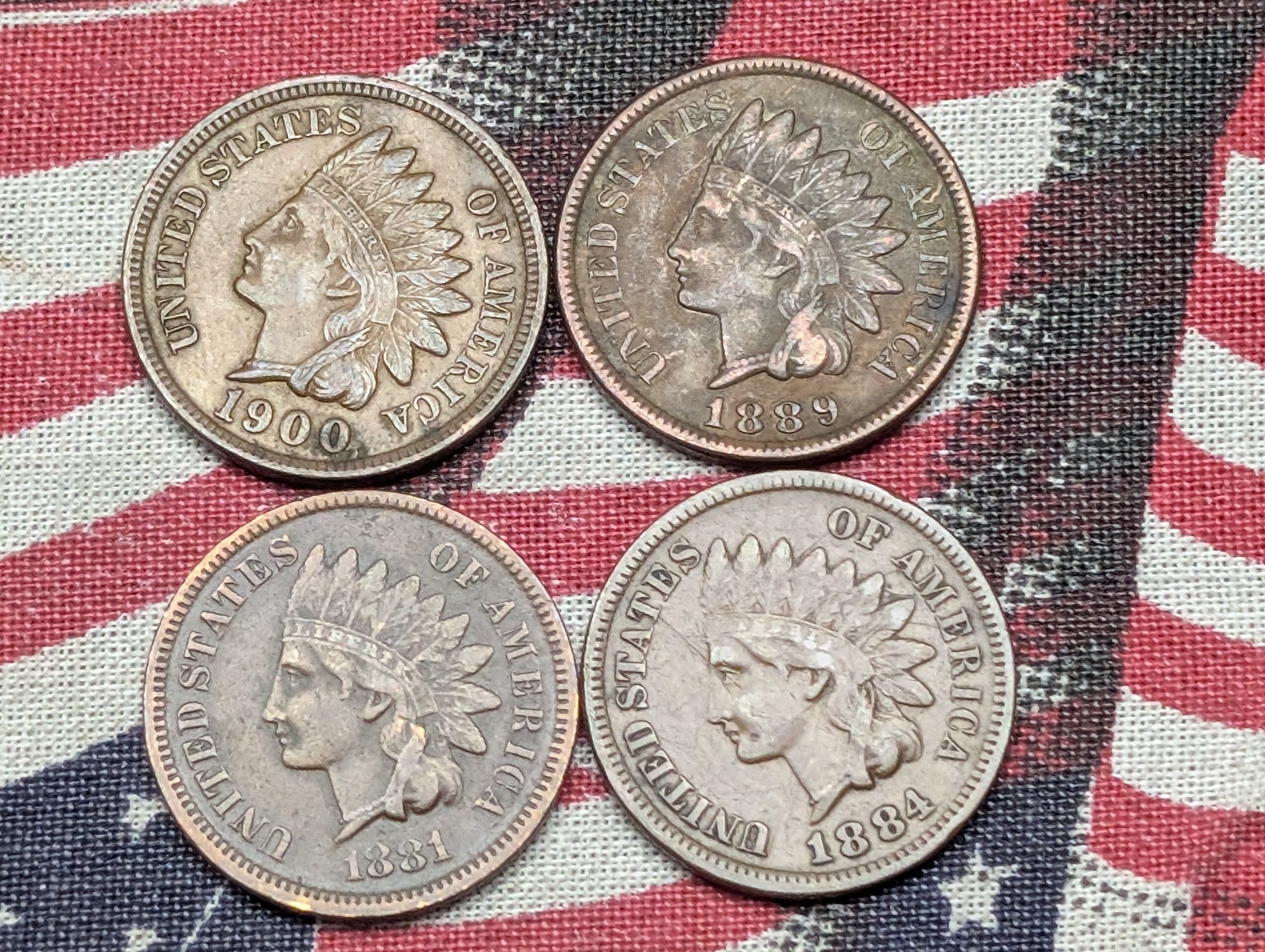 1881, 1884, 1889, & 1900 Indian Head Cents