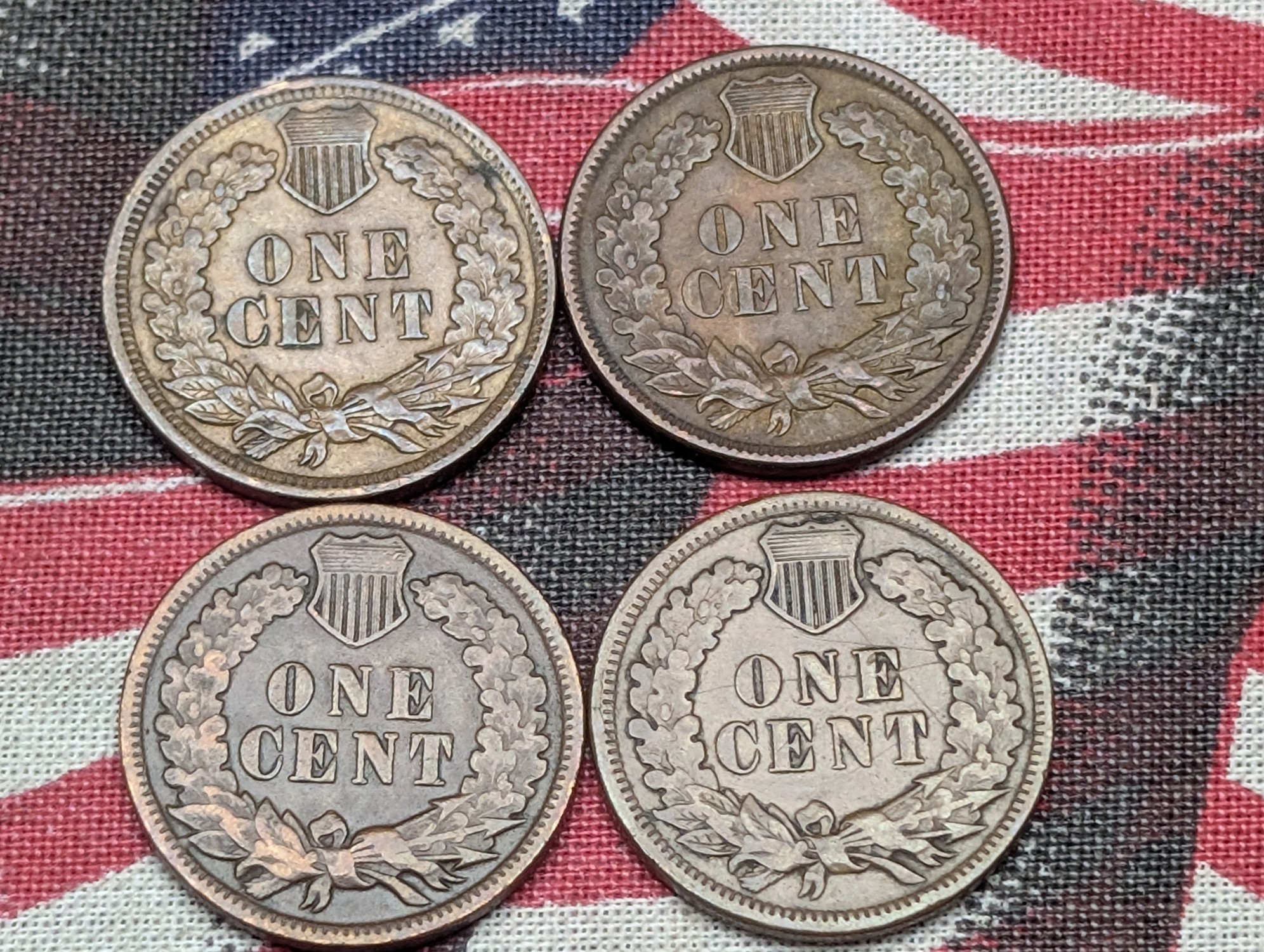 1881, 1884, 1889, & 1900 Indian Head Cents