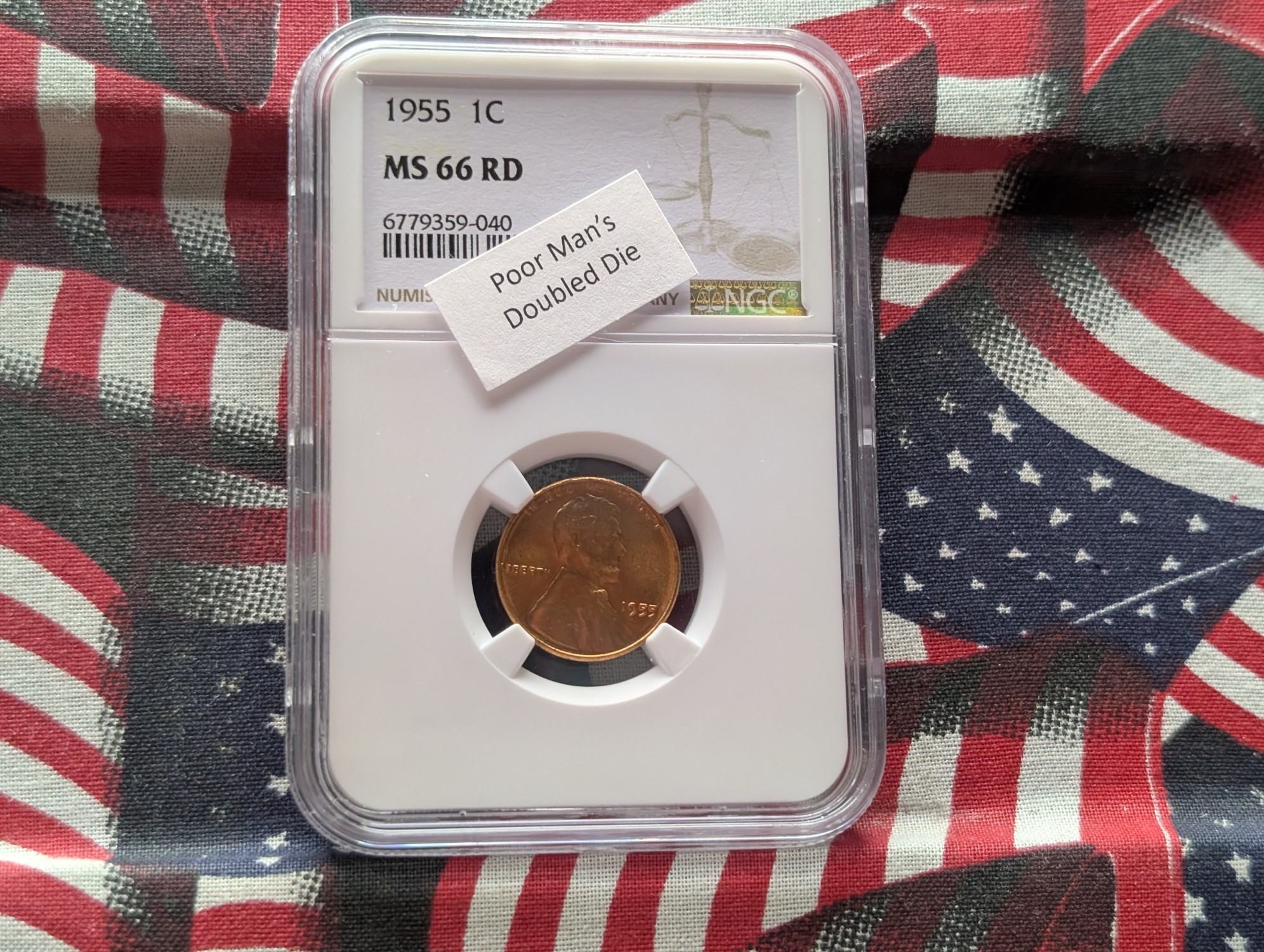 1955 Lincoln Wheat Cent - NGC MS66 RD - Poor Man's Doubled Die