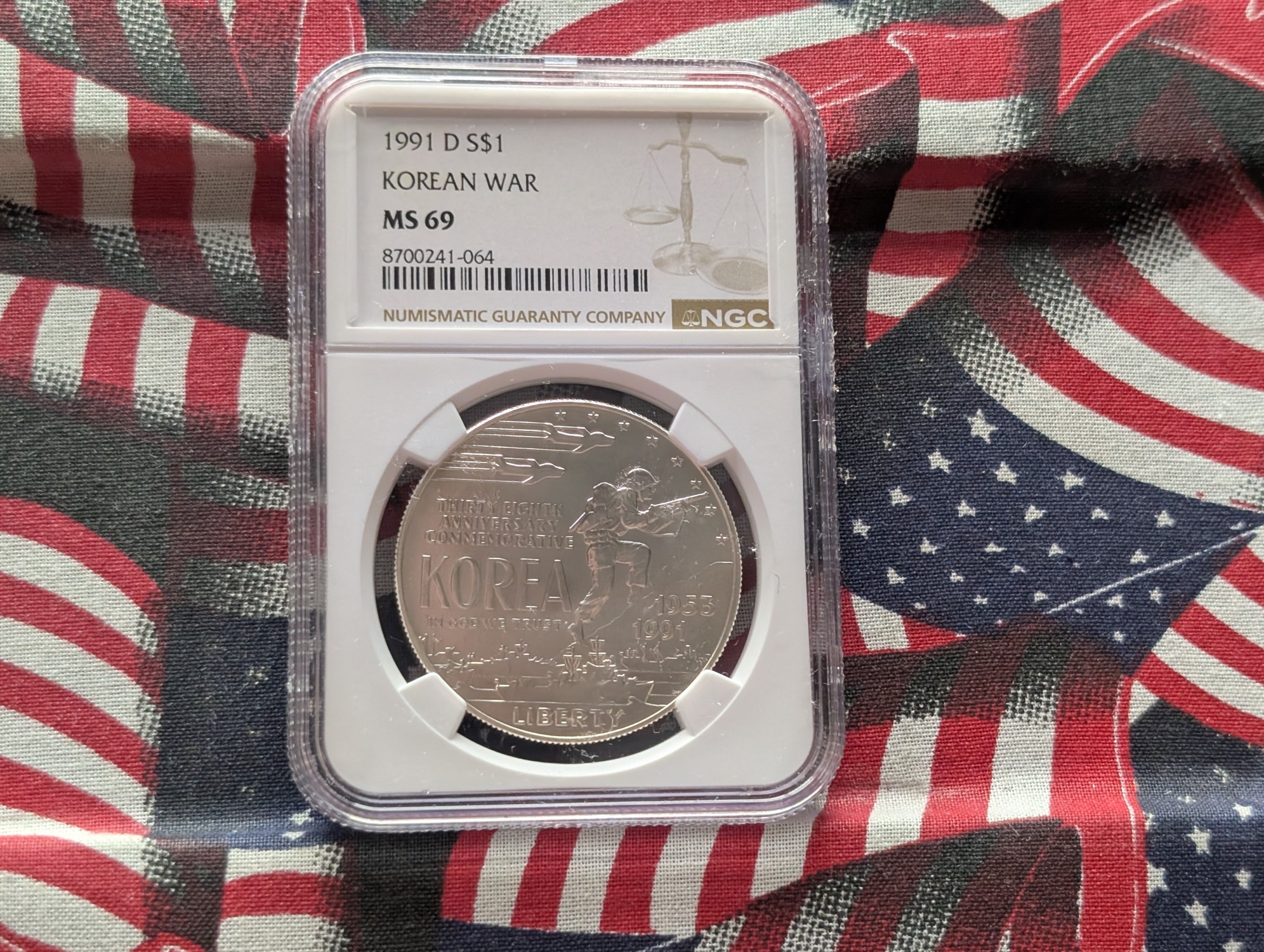 1991-D Korean War Memorial 90% Silver Dollar - NGC MS69