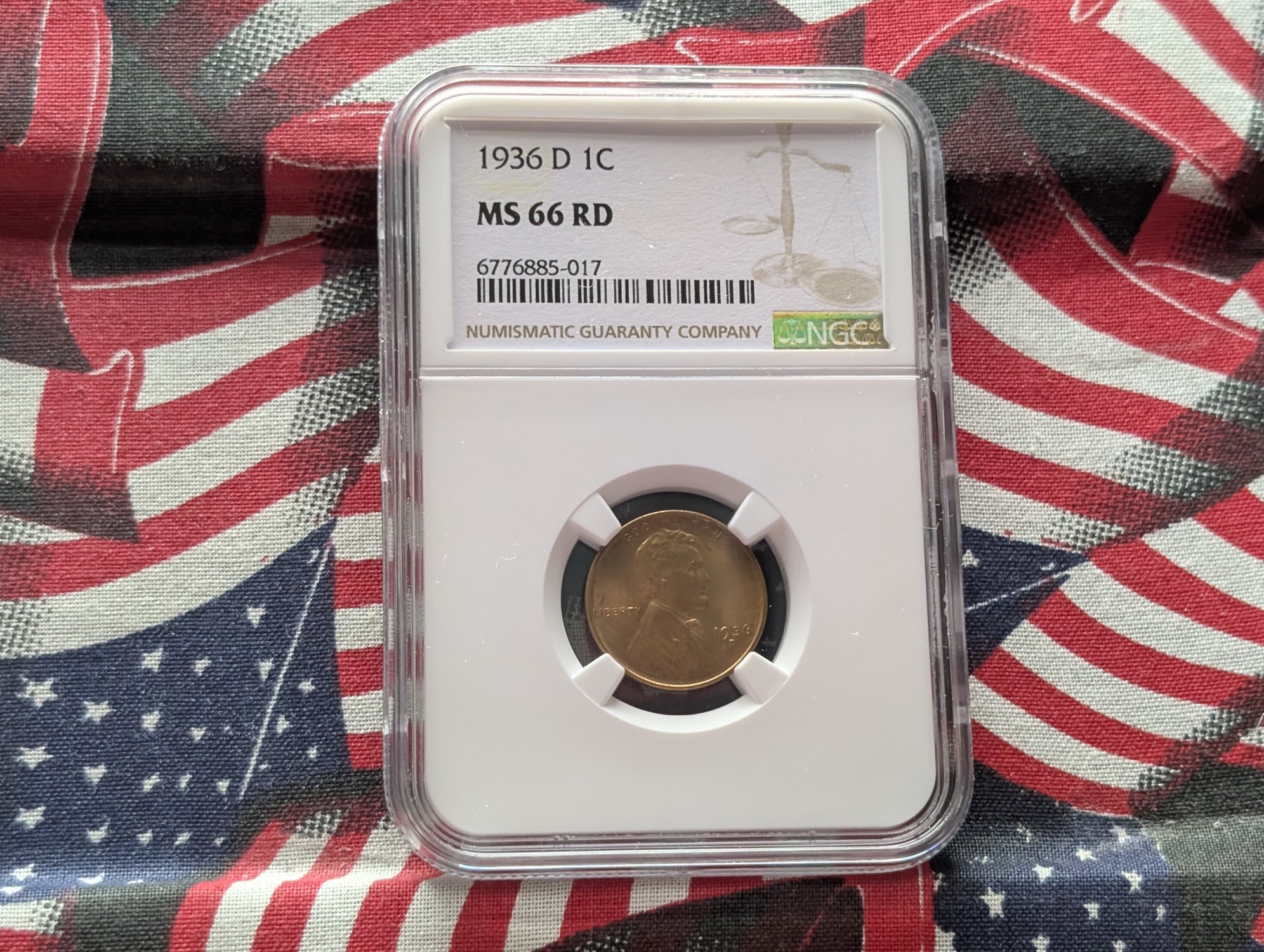 1936-D Lincoln Wheat Cent - NGC MS66 RD