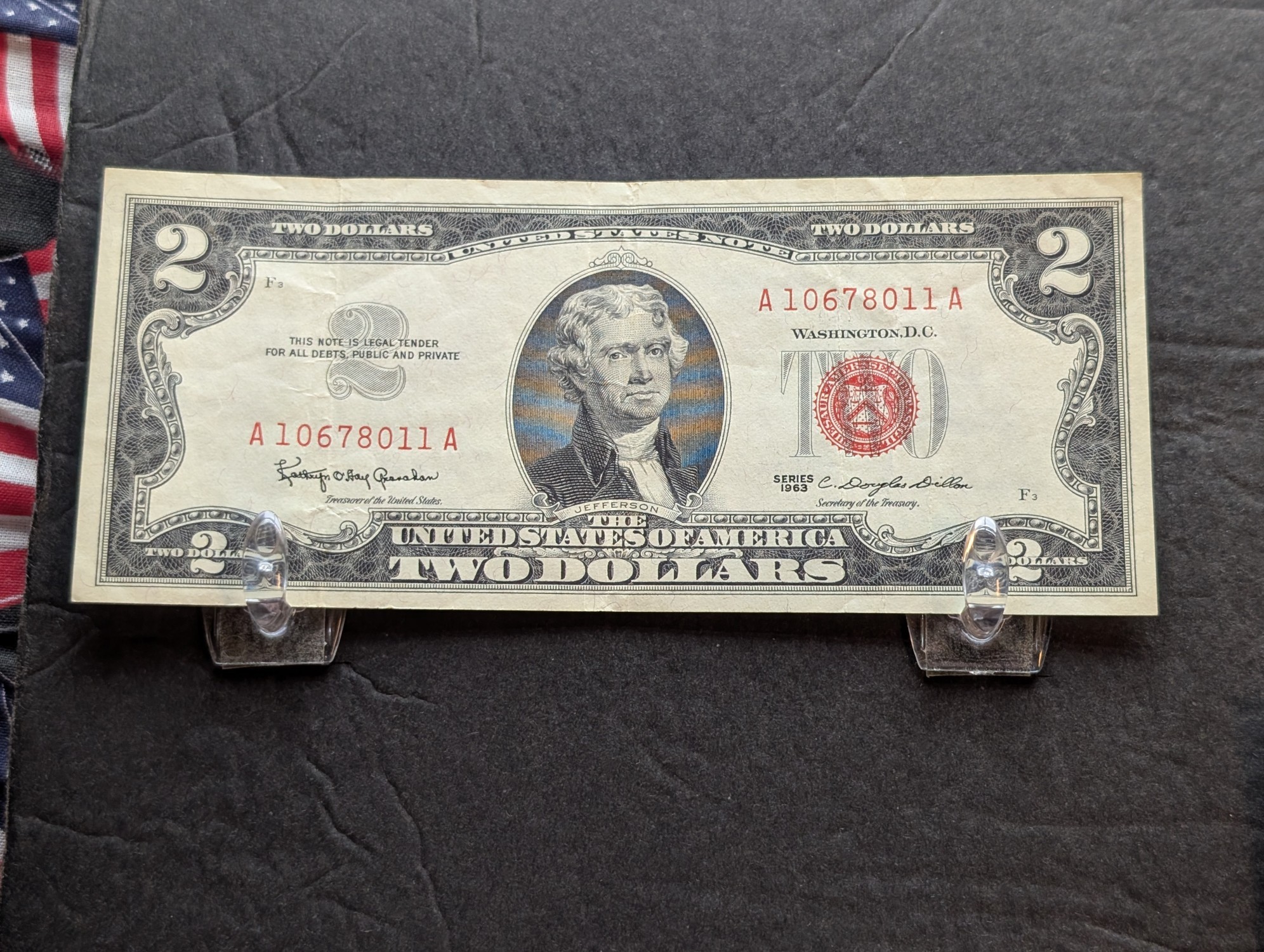 (5) 1963 Series $2 RED SEAL Banknotes