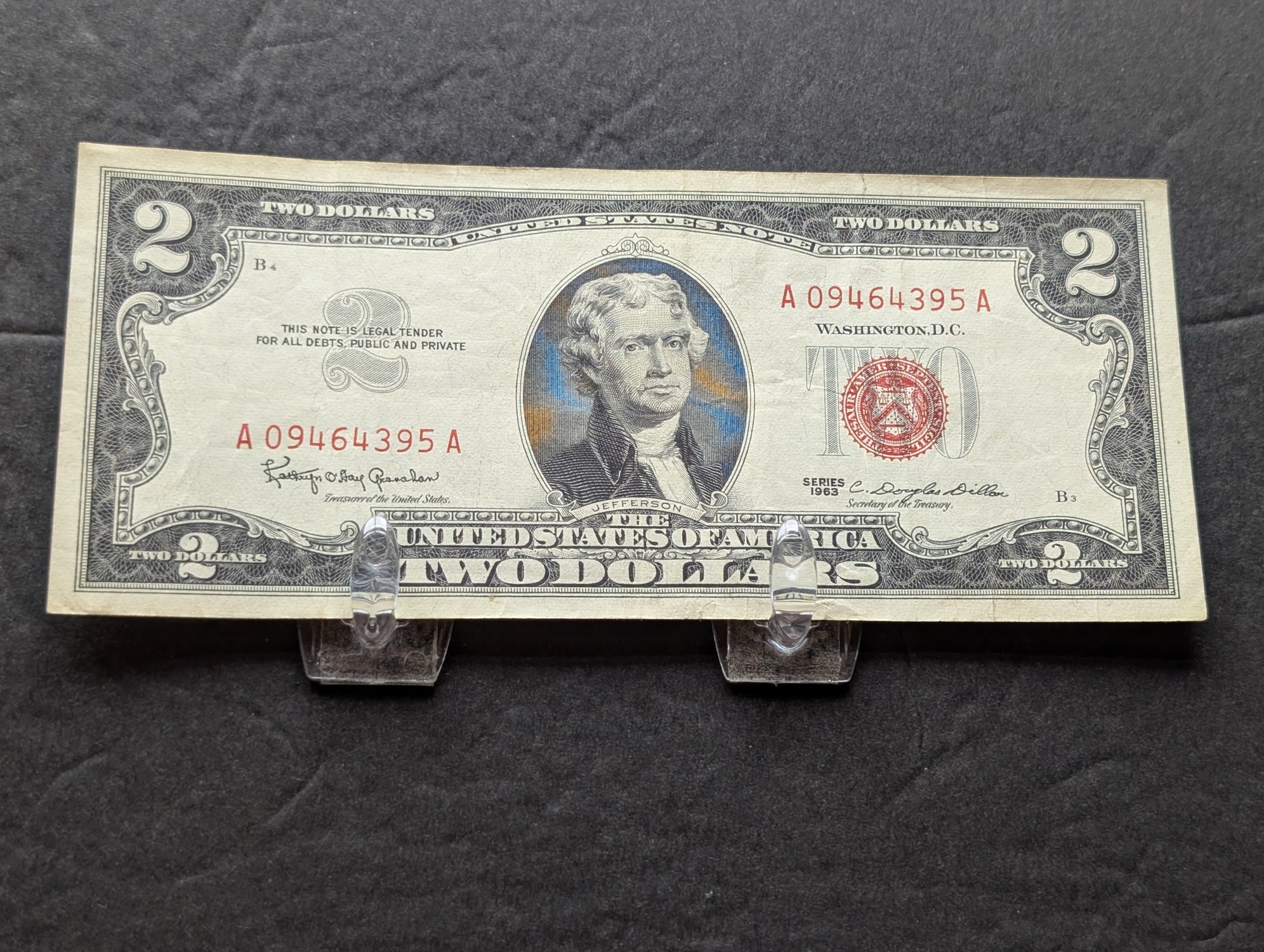 (5) 1963 Series $2 RED SEAL Banknotes