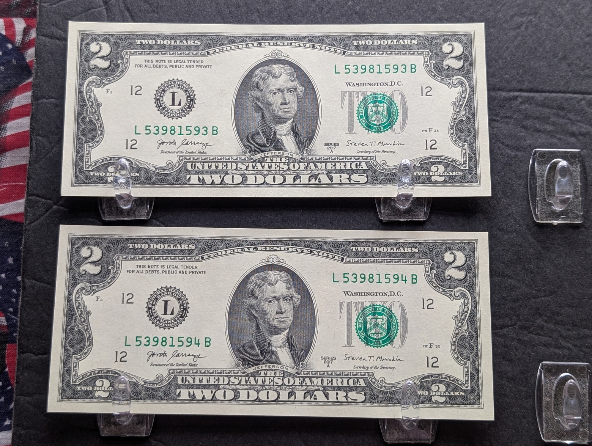 (10) 2017 A Series $2 Notes w/ Consecutive Serial #'s - ALL UNC!