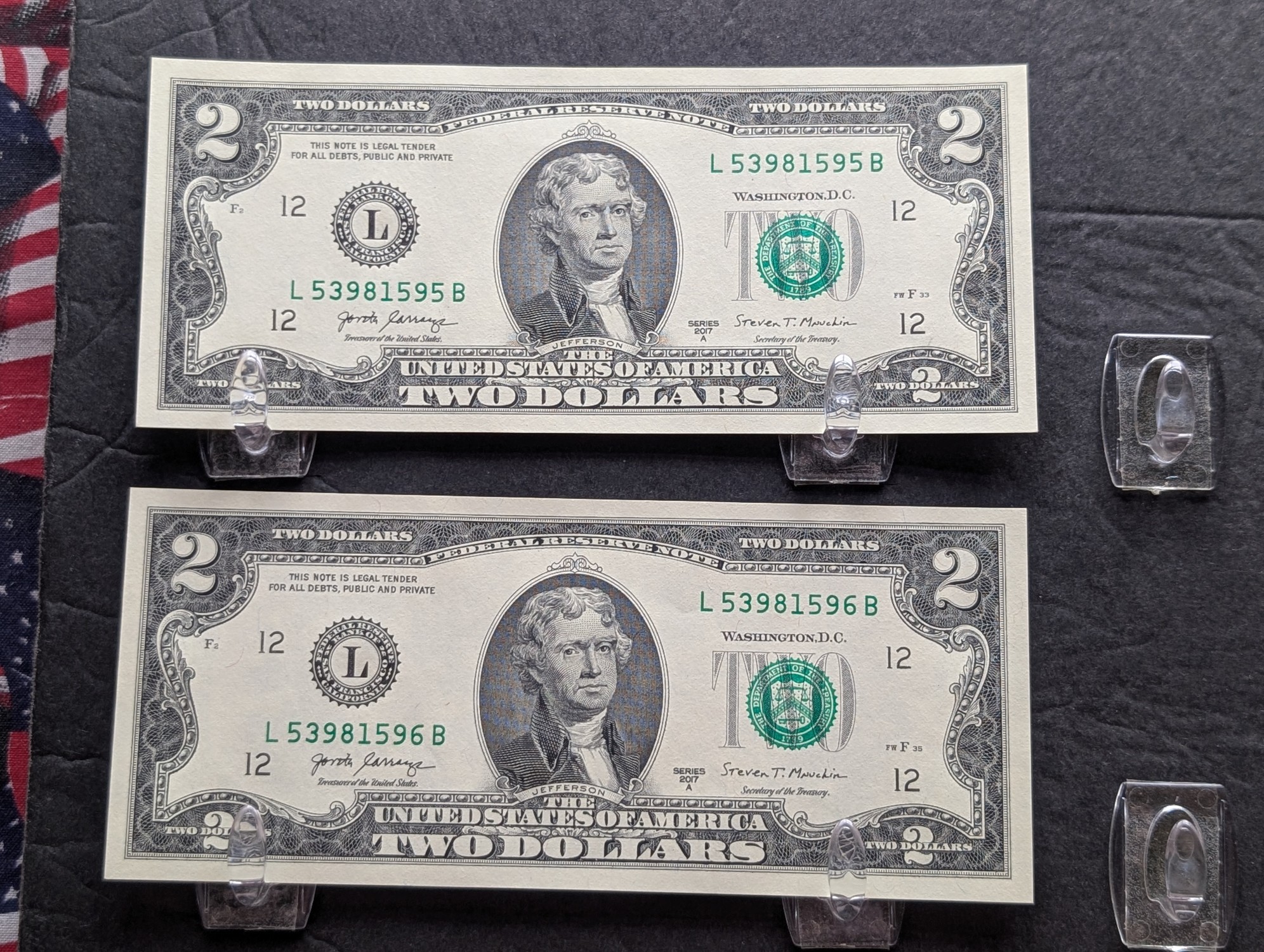 (10) 2017 A Series $2 Notes w/ Consecutive Serial #'s - ALL UNC!