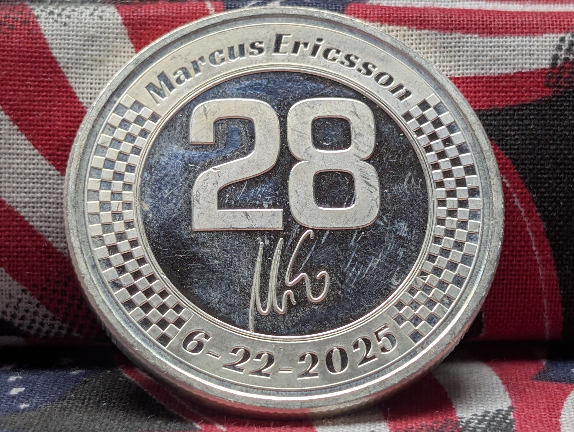 1 Troy Oz. .999 FINE SILVER Andretti Indycar - Marcus Ericsson #28 Designed Round