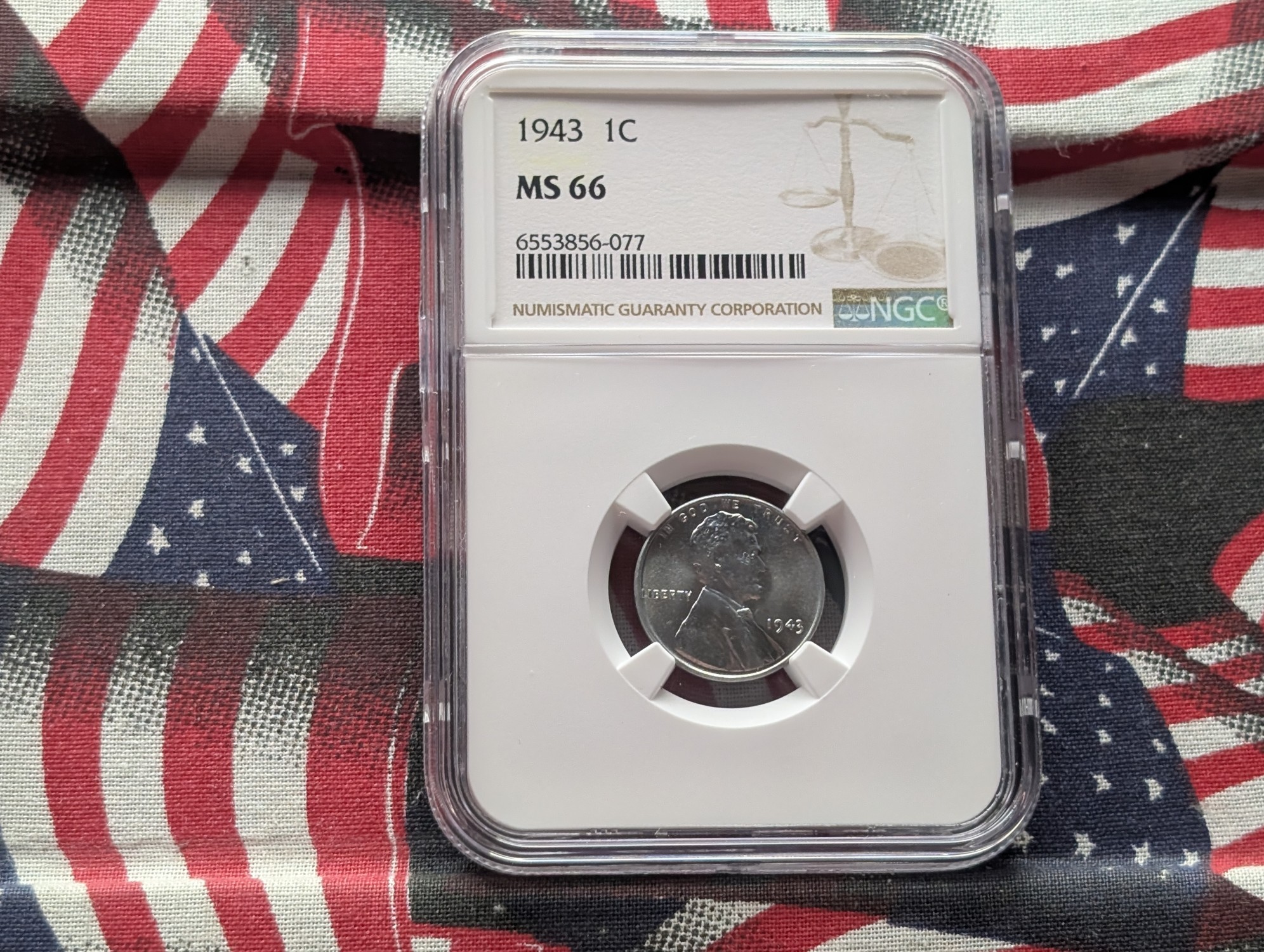 1943 Lincoln Steel Wheat Cent - NGC MS66