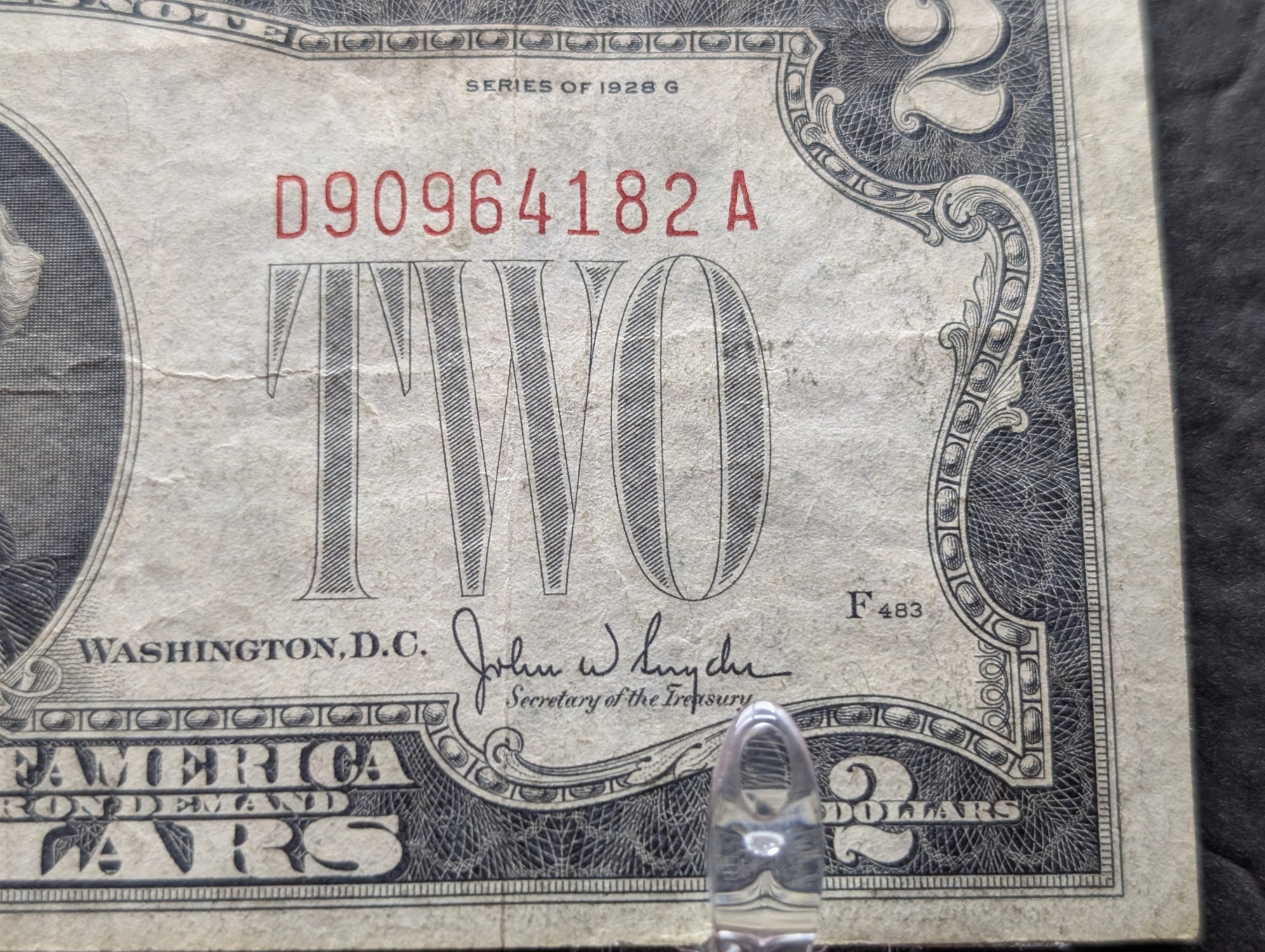 (2) 1928 G Series $2 RED SEAL Banknotes