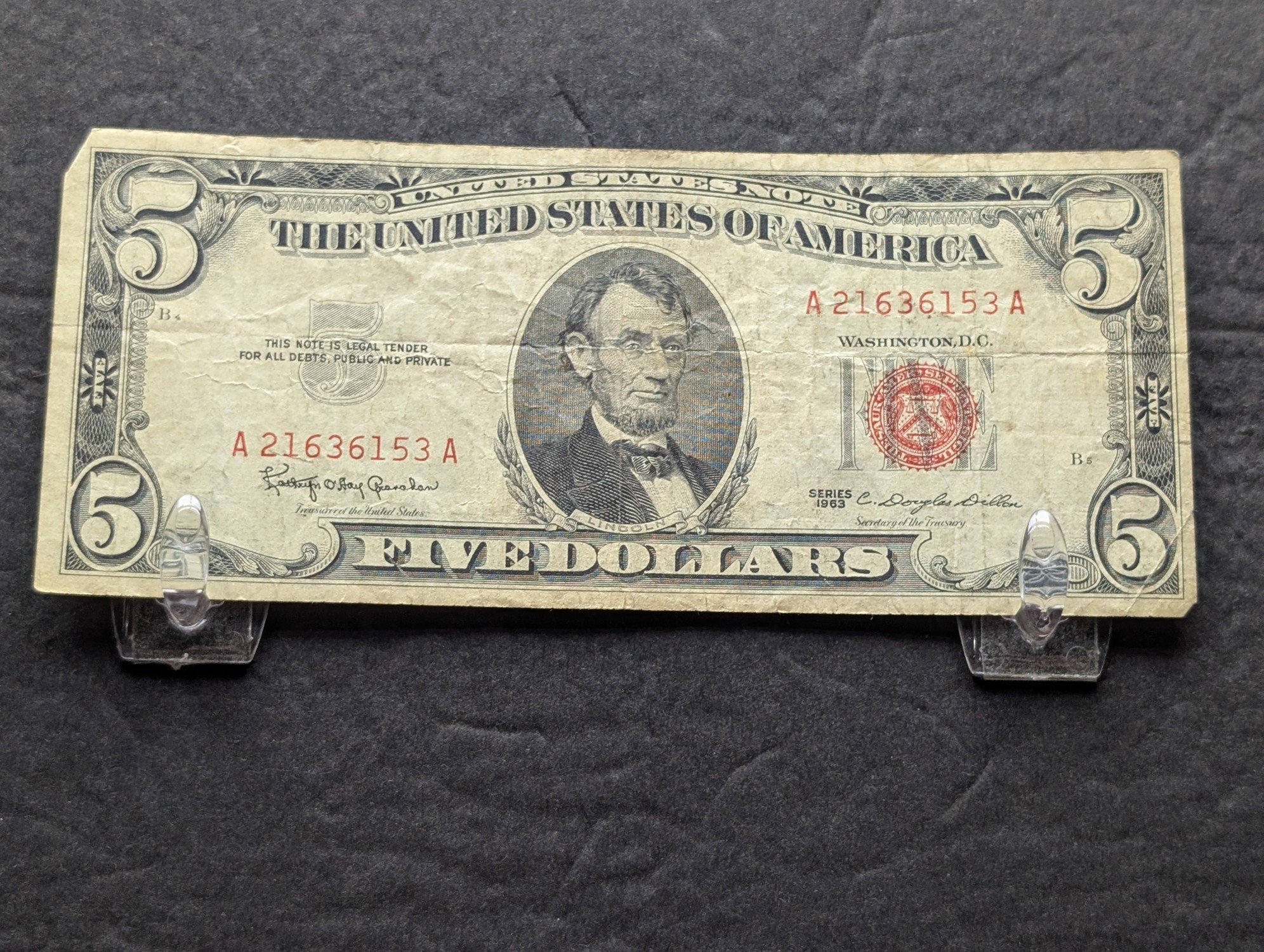 1963 Series $5 RED SEAL Banknote