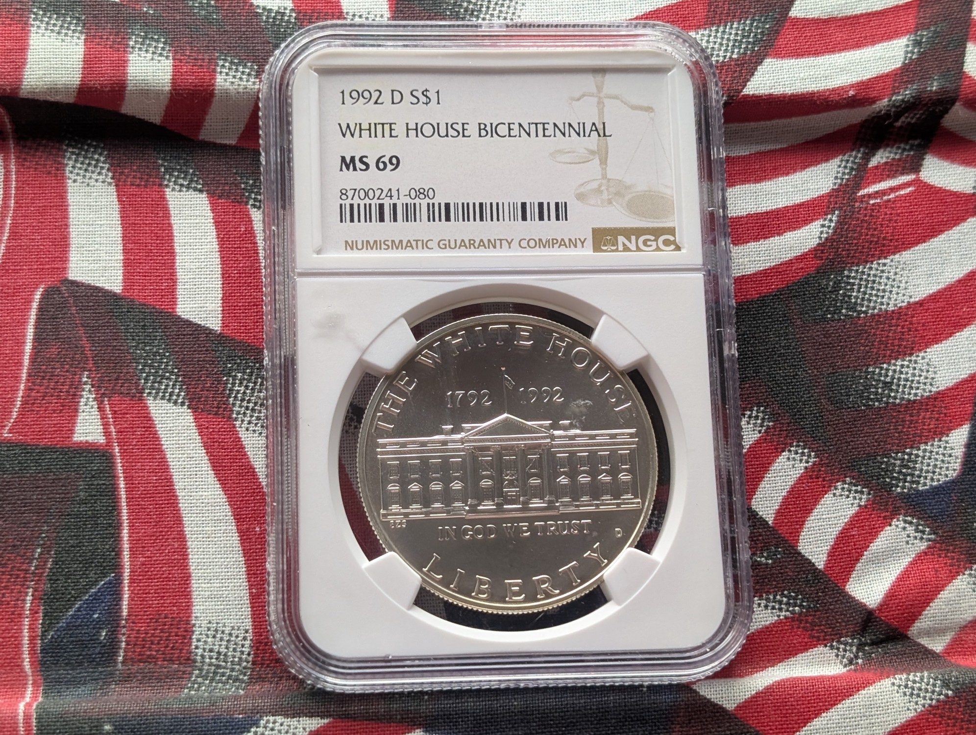 1992-D White House Bicentennial Commemorative 90% Silver Dollar - NGC MS69