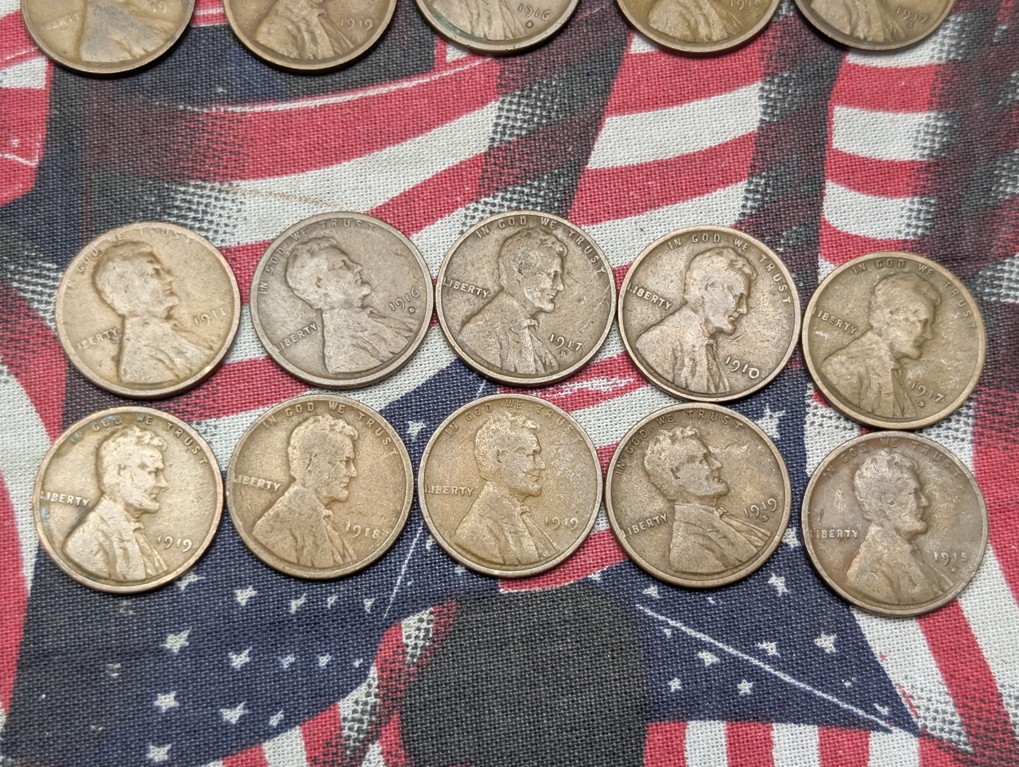 (20) Assorted 1910 & Teens Lincoln Wheat Cents