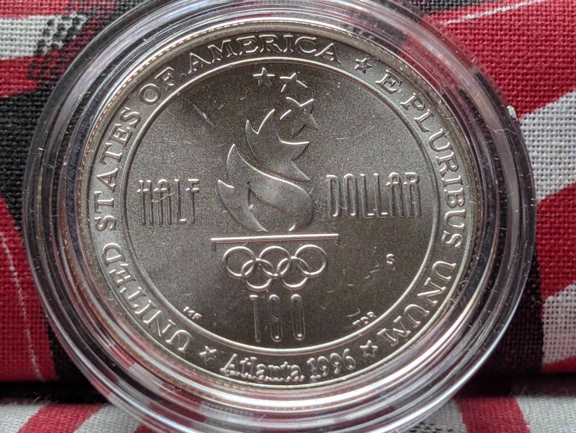 1996-S UNC Olympic Swimming Commemorative Half Dollar in Government Capsule