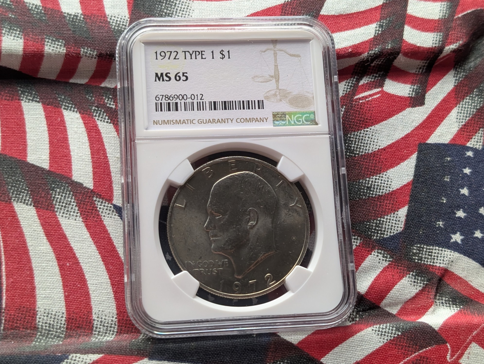 1972 Type 1 Eisenhower Dollar - NGC MS65